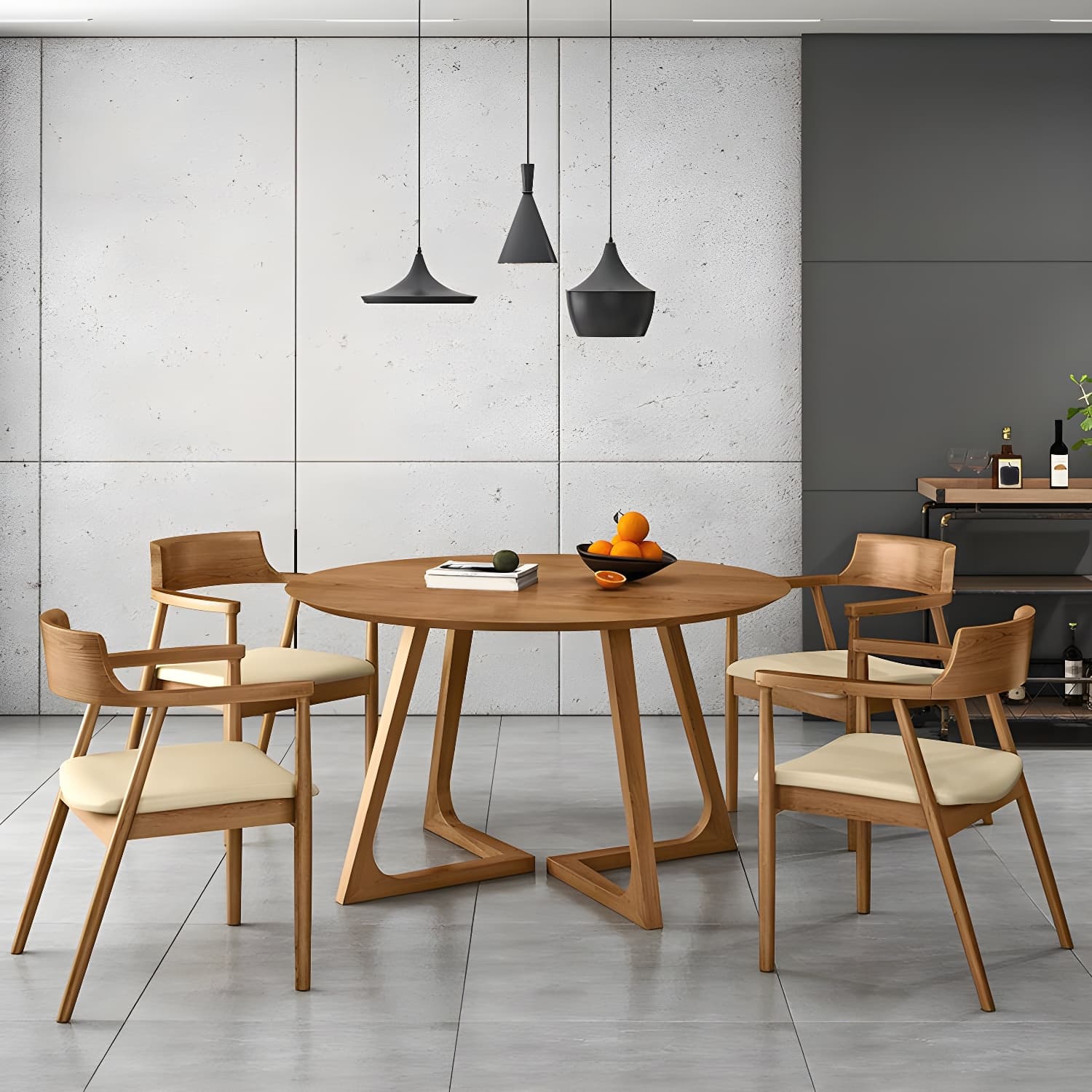 Modern Style Round Solid Wood Dining Set 1/2/4/5 Pieces Dining Set for Dining Areas
