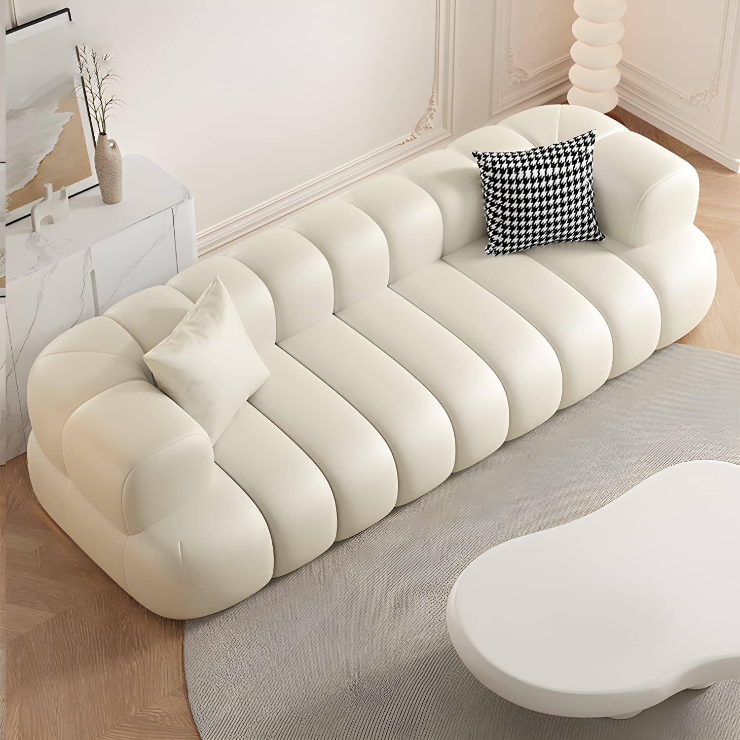 Modern Wood Frame Sofa with Tuxedo Arms and Solid Color Upholstery in Standard Size - image 11