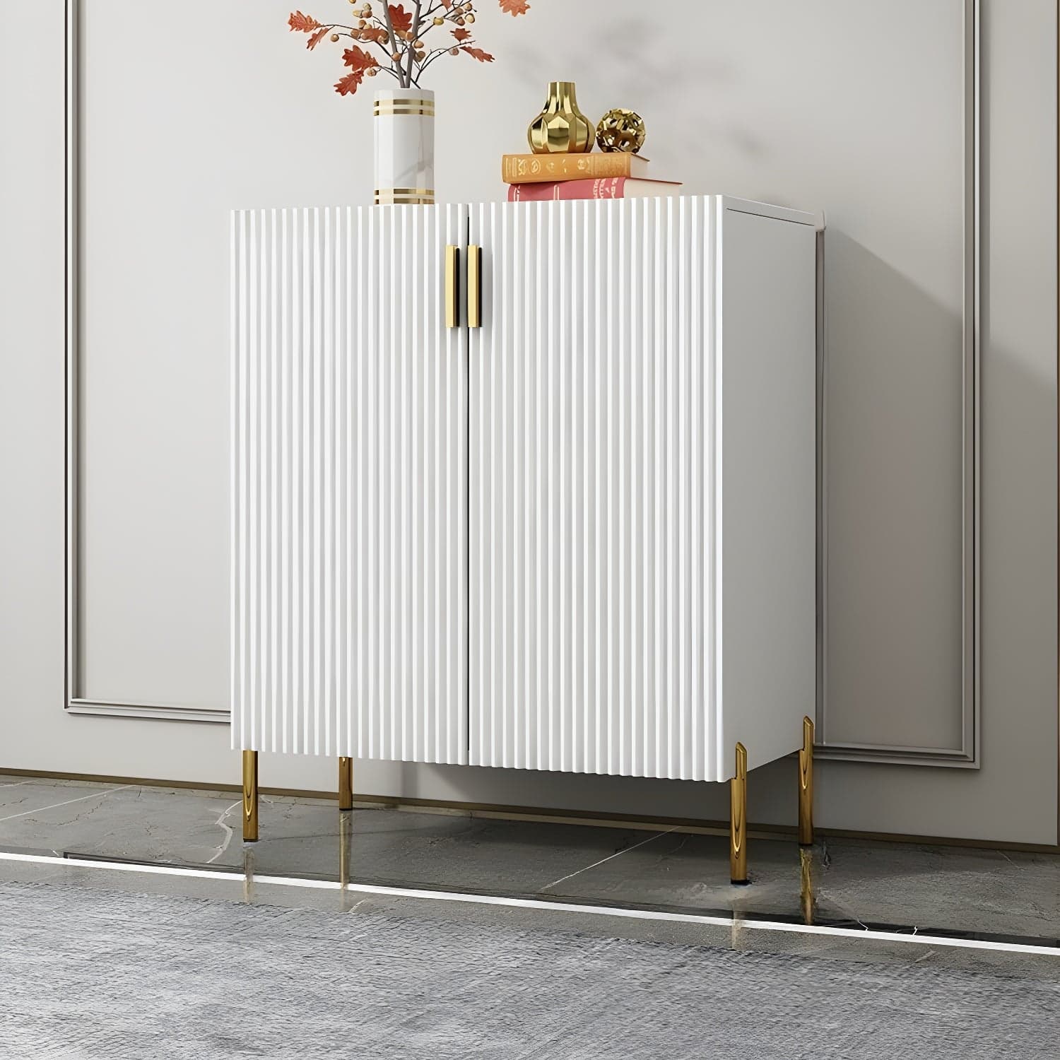 Glam Living Room Wooden Sideboard with Doors and Storage Shelves - image 5