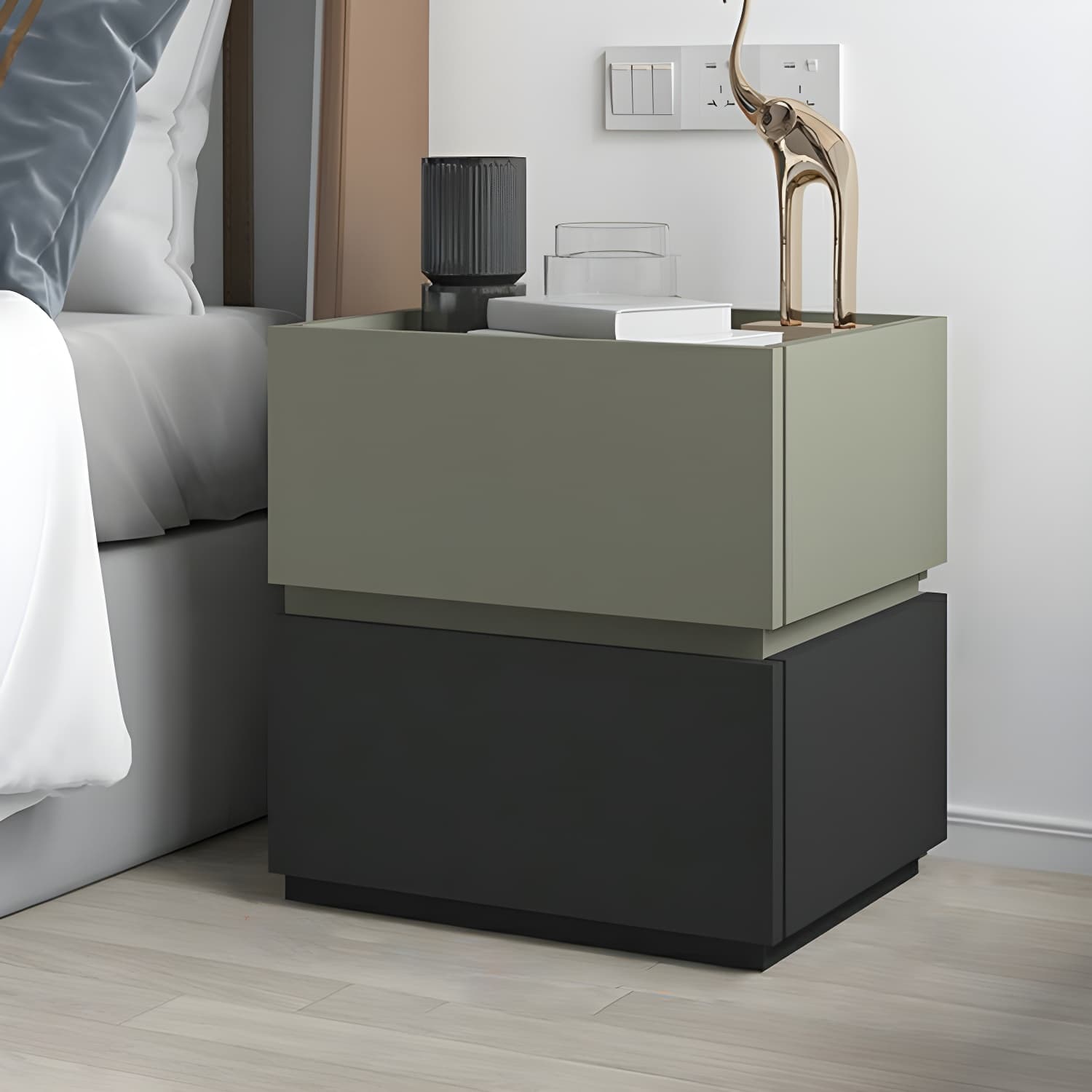 19.1" Tall 2 - Drawer Nightstand Wooden Accent Table Nightstand for Bedroom - image 4