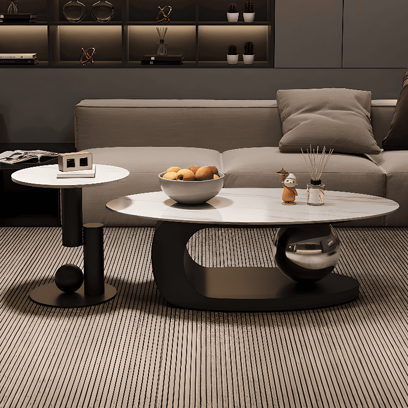 Single Stone Abstract Coffee Table with Chalk Top, Scratch-proofed and Oblong Shape for Indoor Use - image 5