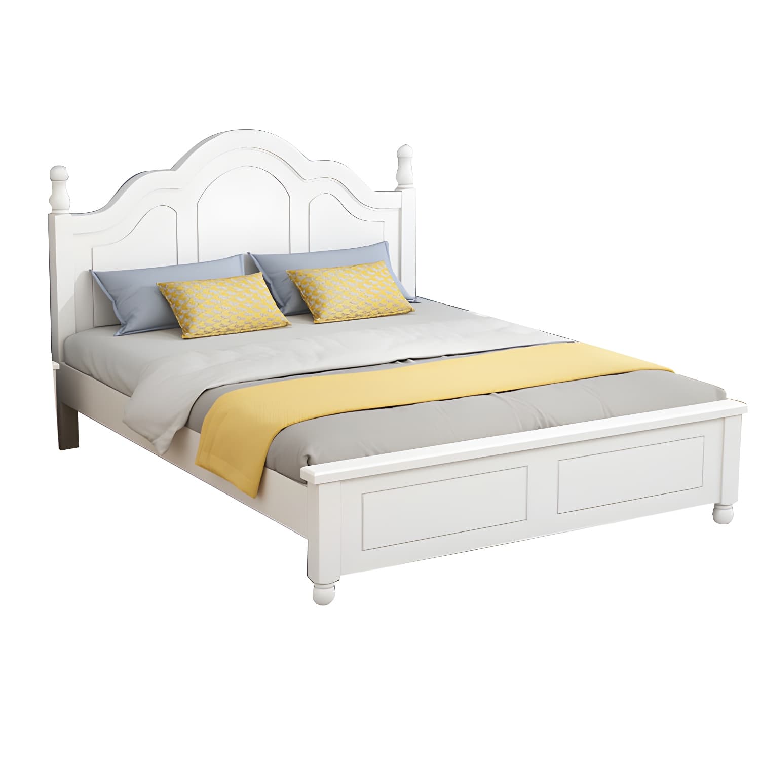 Modern Wooden Scratch Resistant White Headboard Bed with Drawers - image 5