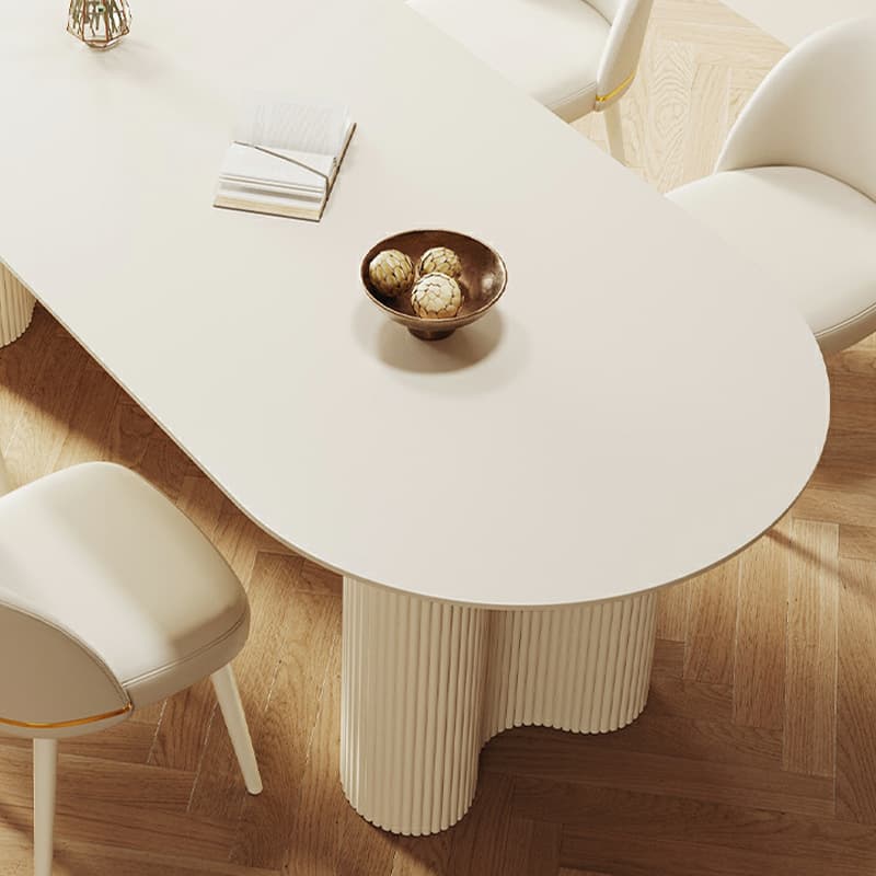 Free Form Stone Kitchen Table with Metal Base for Dining Room, White - image 7