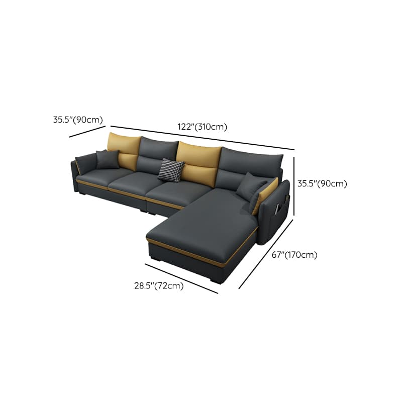 Modern Gray Stationary Sectional Sofa with Wood Frame and Cushion Back - image 22