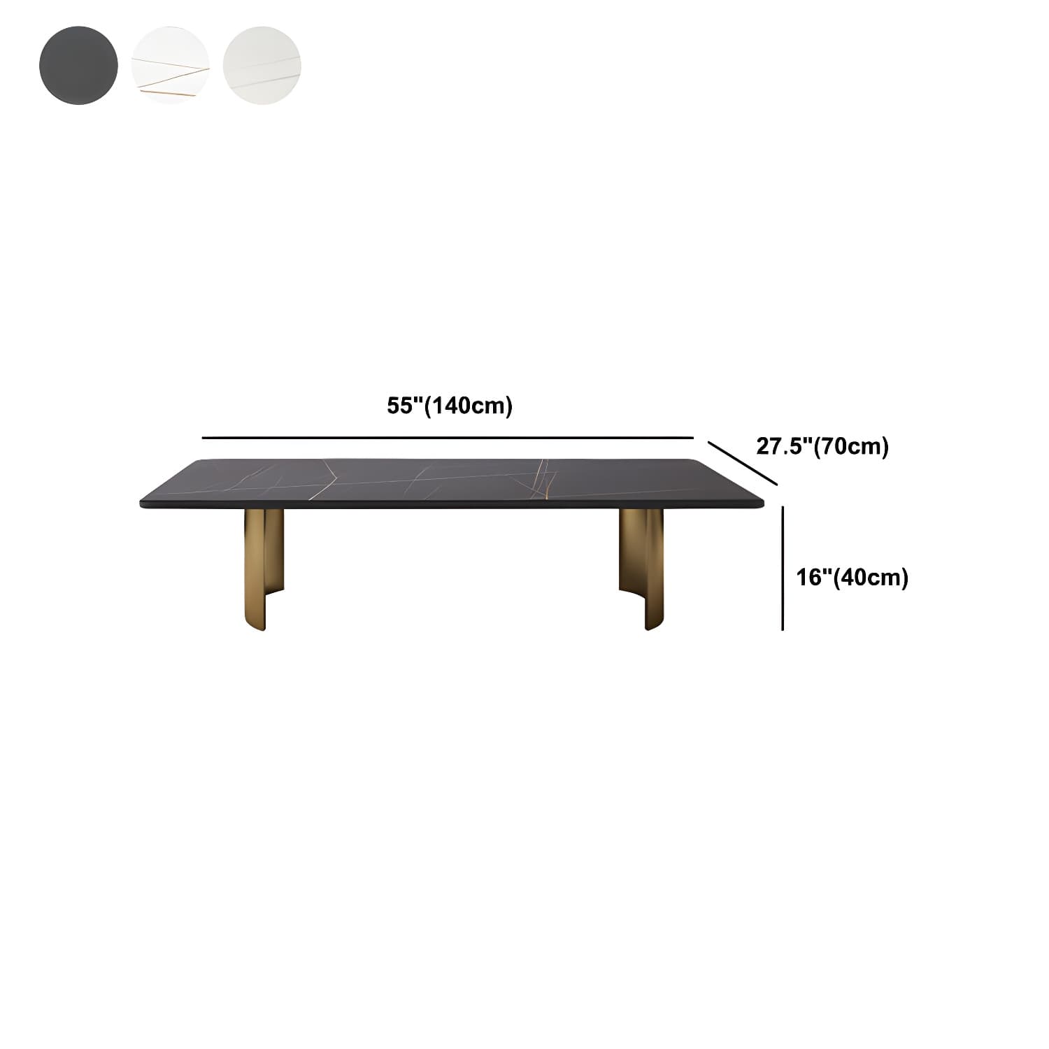 Glam 15.7" H Rectangle Slate Coffee Table Steel 2 Legs Cocktail Table - image 17