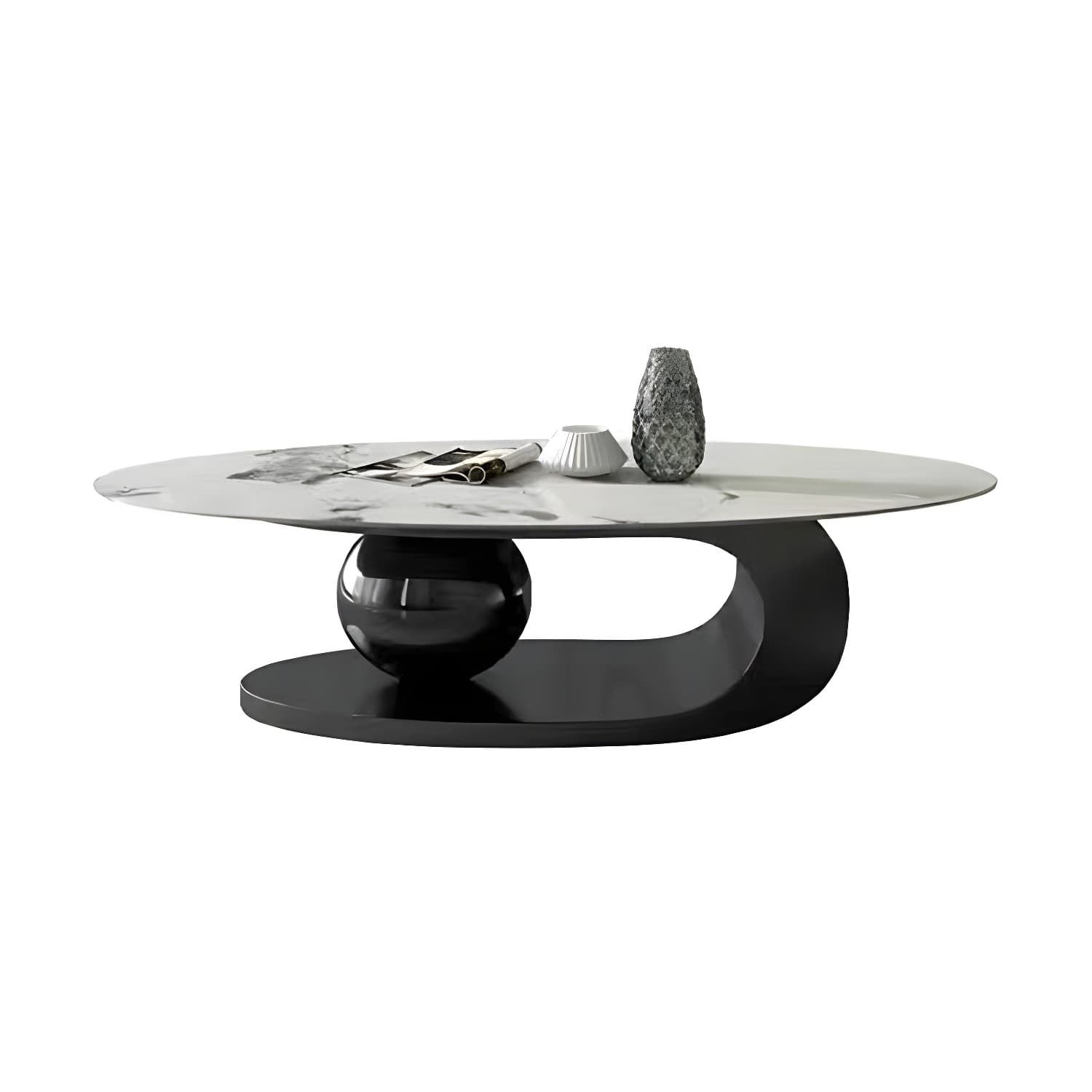 Glam Style Coffee Table Slate Top Stainless Steel Abstract Base