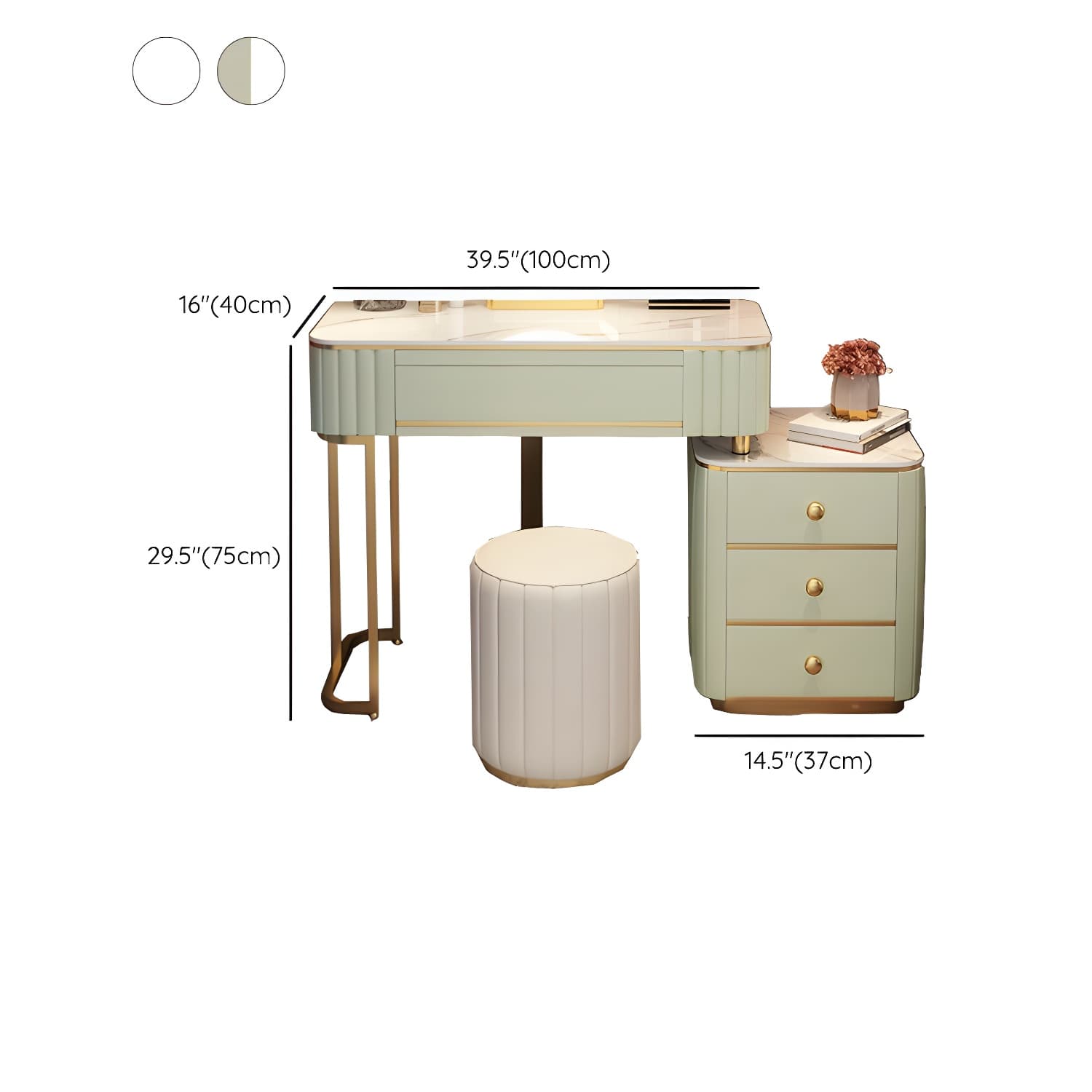 Contemporary Make-up Vanity with White Wooden Top for Bedroom - image 19