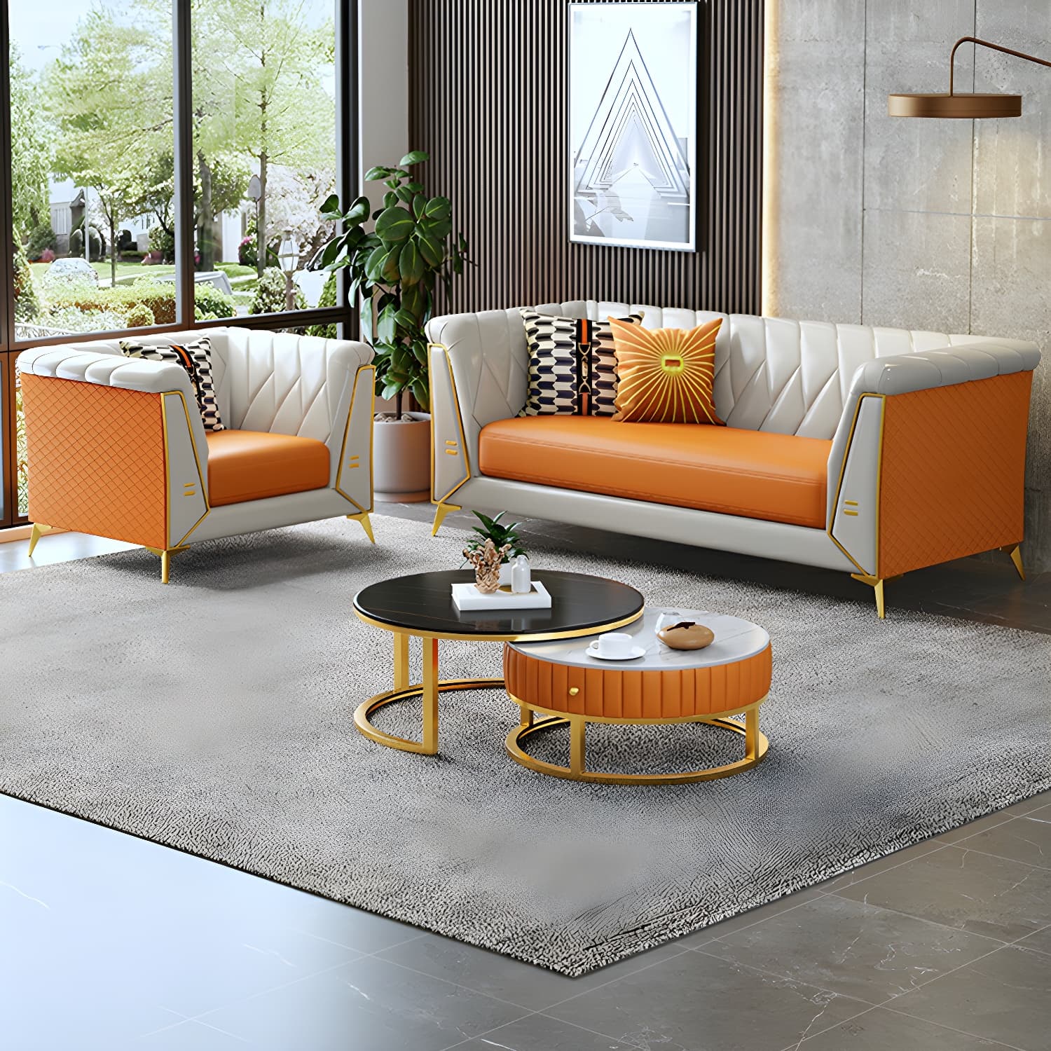 Glam Faux Leather Standard Sofa with Tuxedo Arms in Solid Color - image 13