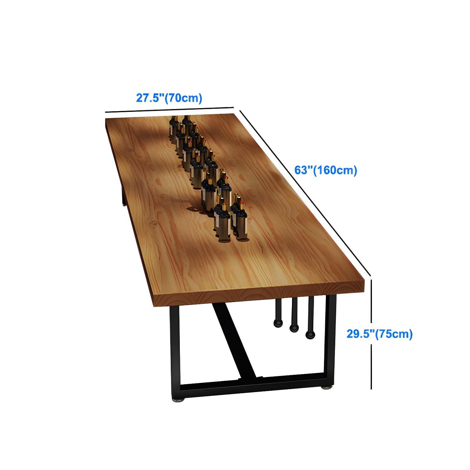 Pine Solid Wood Dining Table Rectangle Dining Table with Trestle Base - image 18