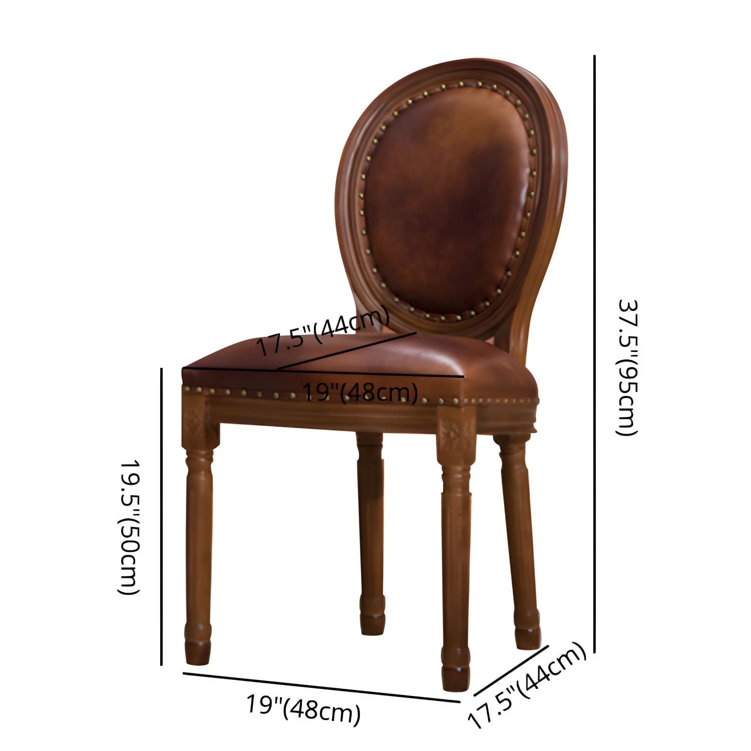 Farmhouse Dining Chair with Wood Legs King Louis Back Side Chair for Home Use - image 17