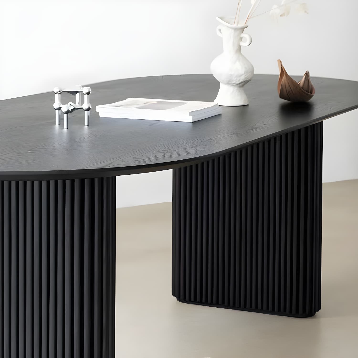 Modern Oval Dining Table Black Wooden Dinner Table for Dining Room - image 9