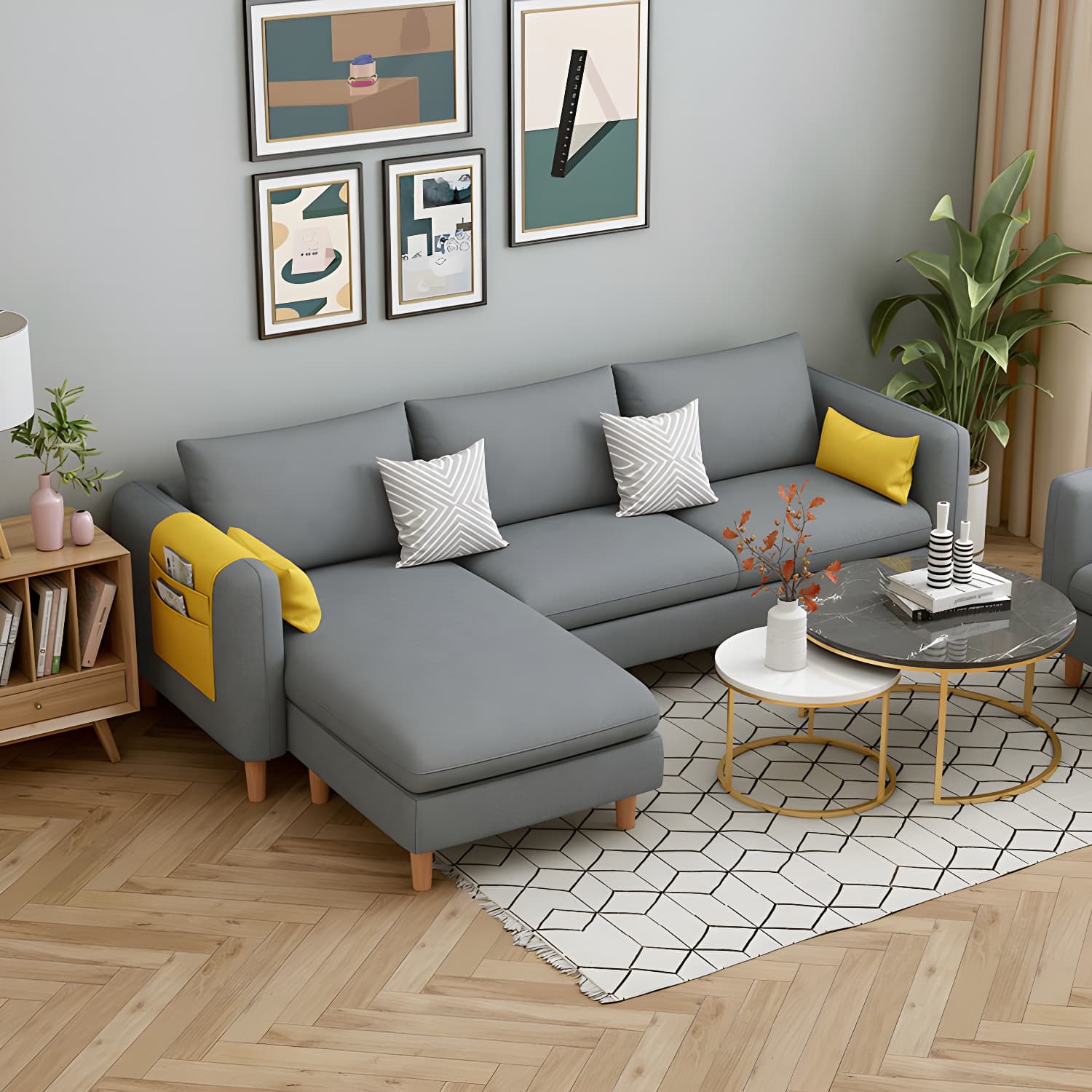Modern Wooden Frame L-Shaped Sectional Sofa Chaise in Small Size with Storage Included - image 12