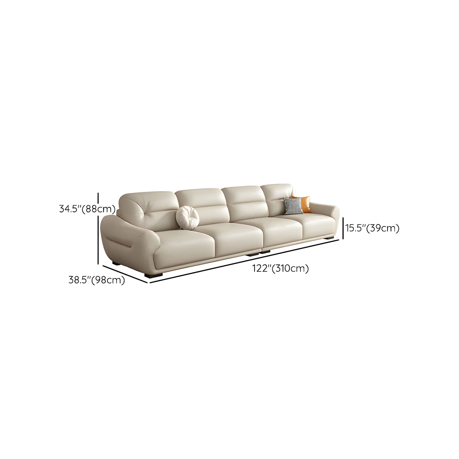 Modern One Arm Genuine Leather Sectional Sofa with Wood Frame - image 17