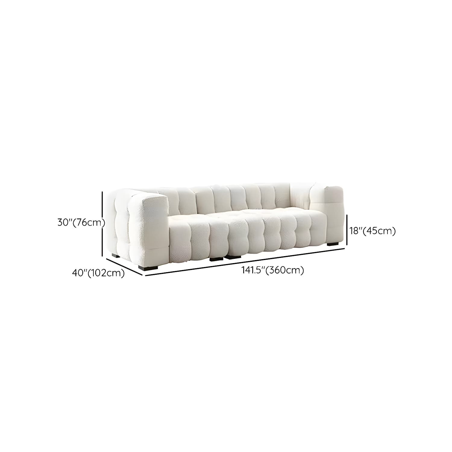 Beige Polar Fleece Upholstered Scandinavian Wood Sectional for Cozy Home Decor - image 16