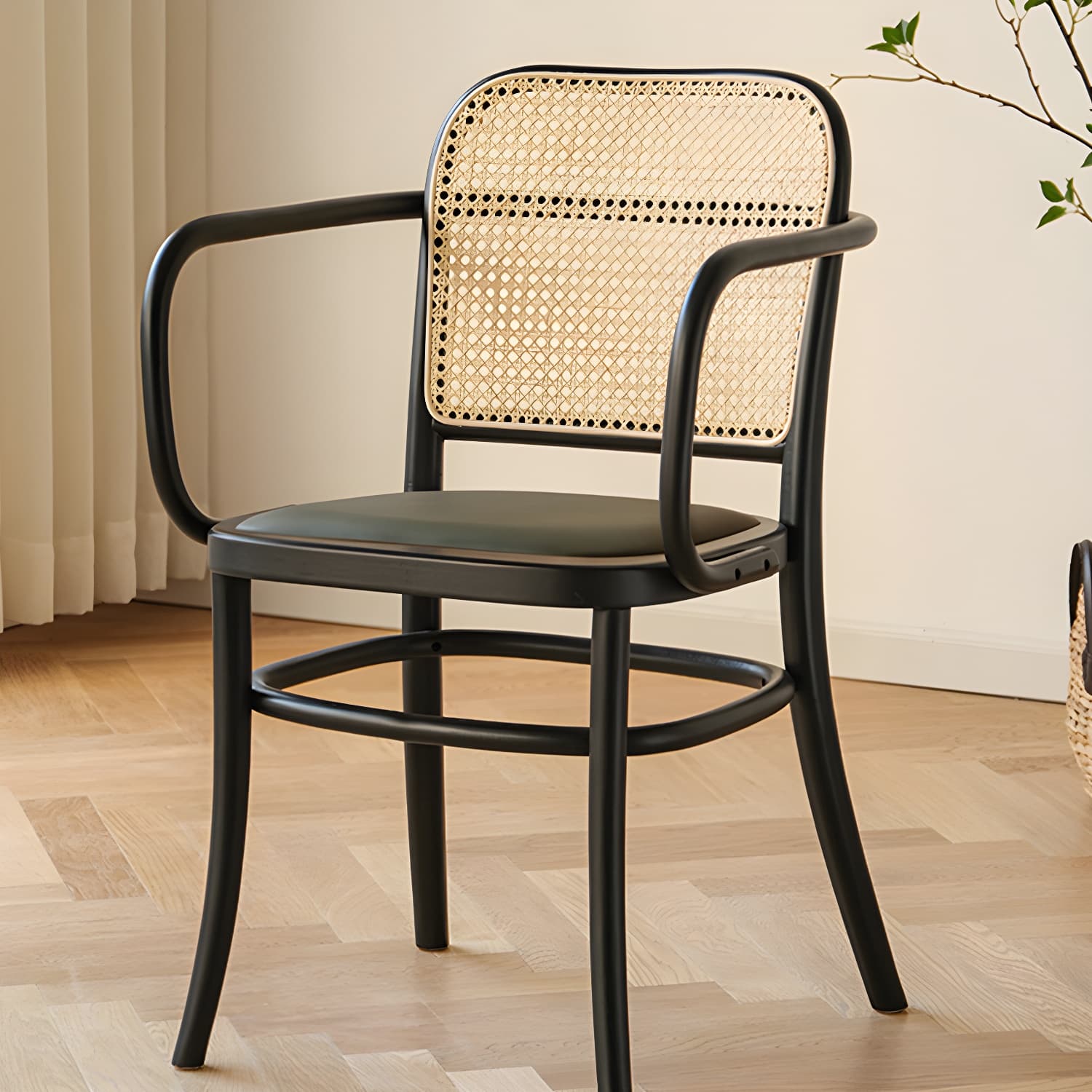 Traditional Style Dining Chair Solid Wood Cane Back Dining Room Chair - image 12