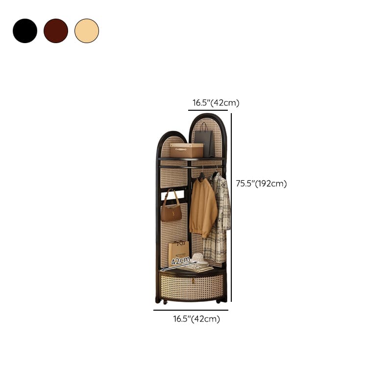 Modern Simple Nook Accent Cabinet with 2 Exterior Shelves, Storage Basket, and Midnight Black/Sepia Top - image 10