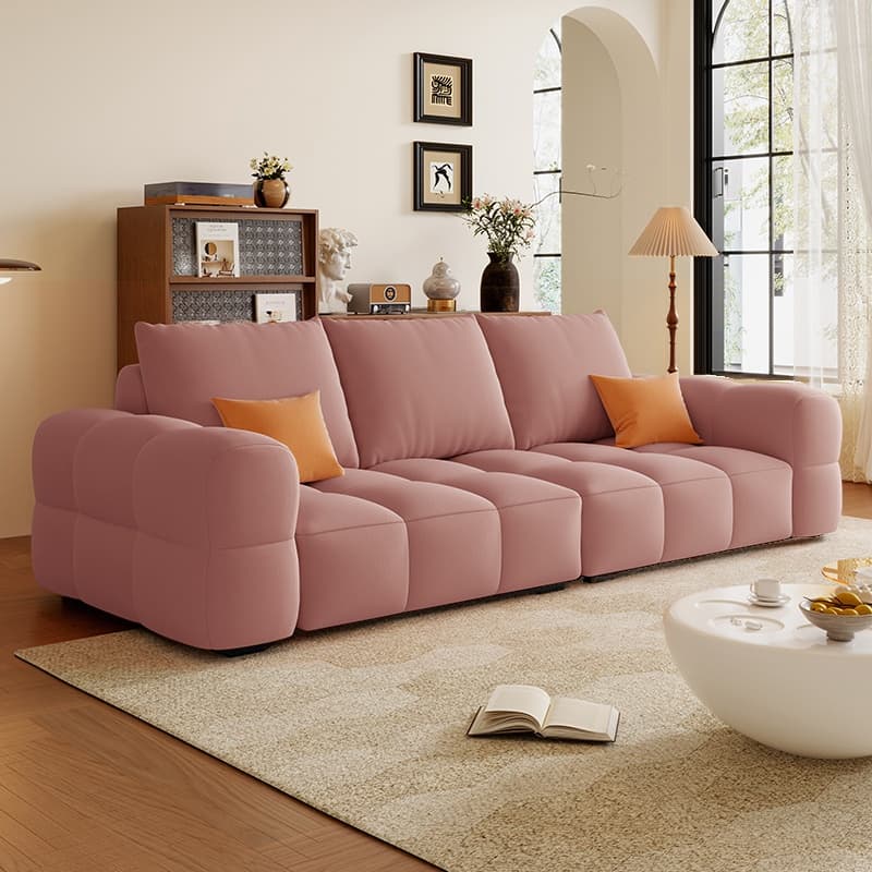 Contemporary Solid Color Tear Resistant Standard Sofa in Light Gray/Ivory/Coffee for 5/4 with 2 Pillows - image 10