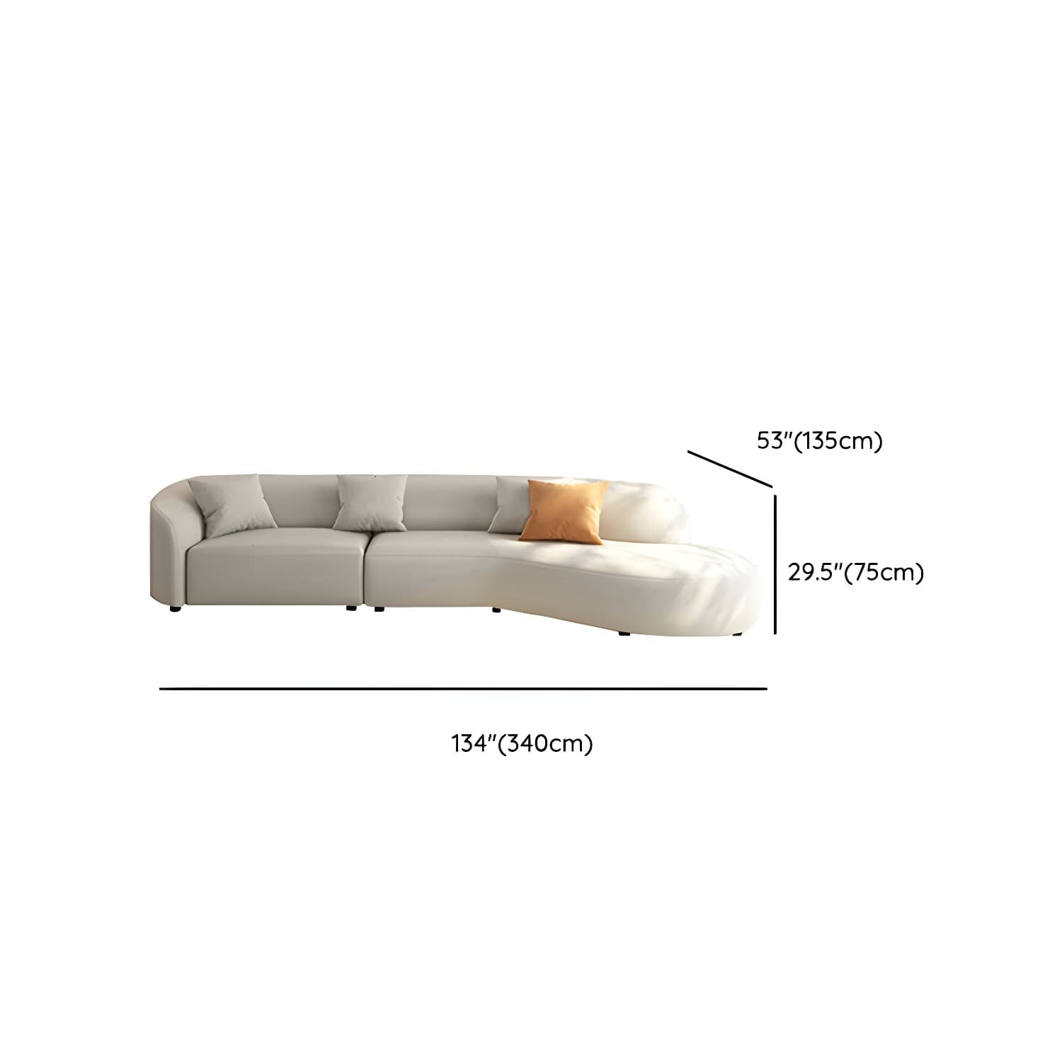 Modern Beige Tech Cloth Stationary Sectional Sofa with Wood Frame and Flared Arms - image 21