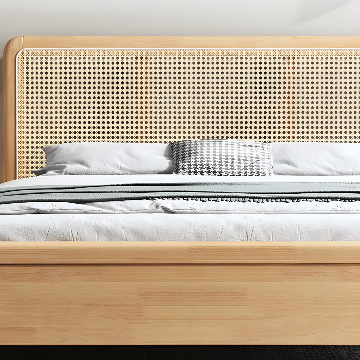 Natural Wicker/Rattan Scandinavian Bed with Headboard and Footboard for Modern Style - image 7