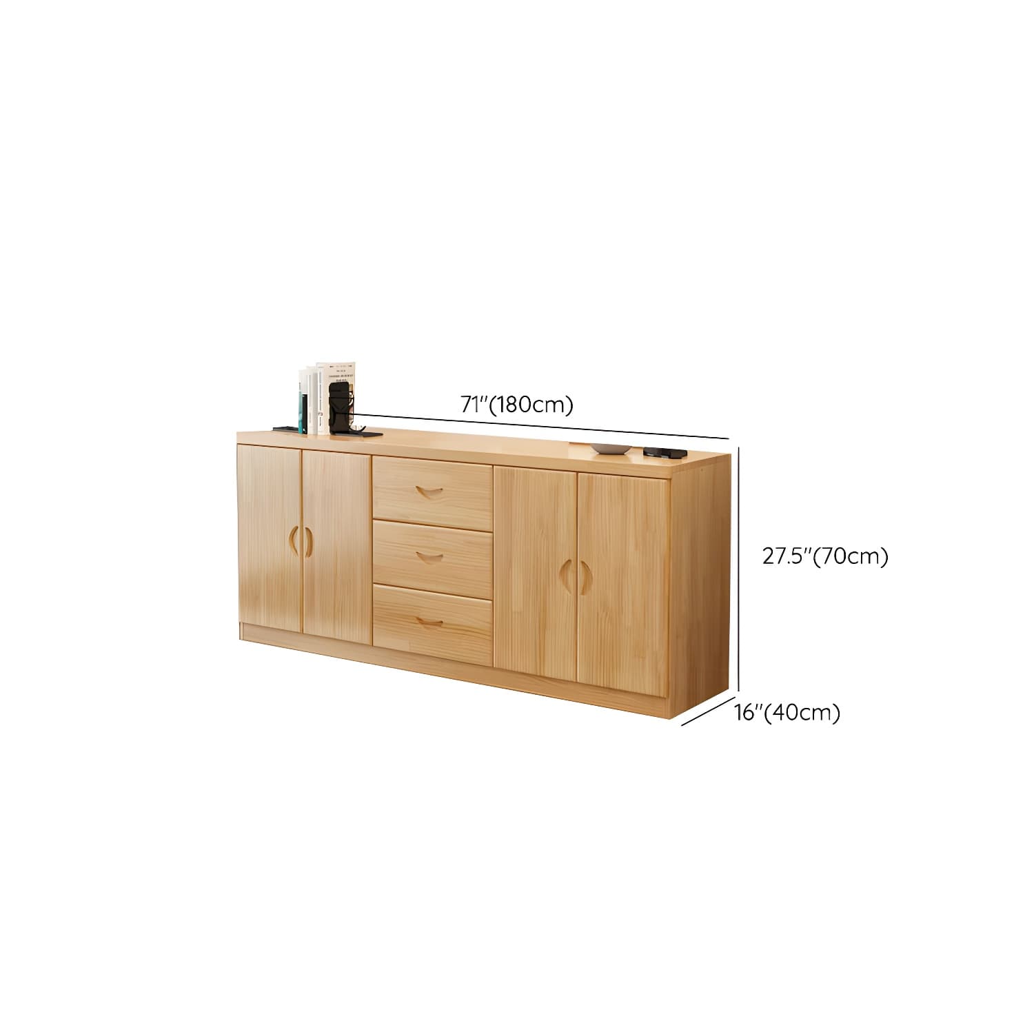 16" Wide Pine Wood Sideboard Table with Doors and Drawers for Living Room - image 20