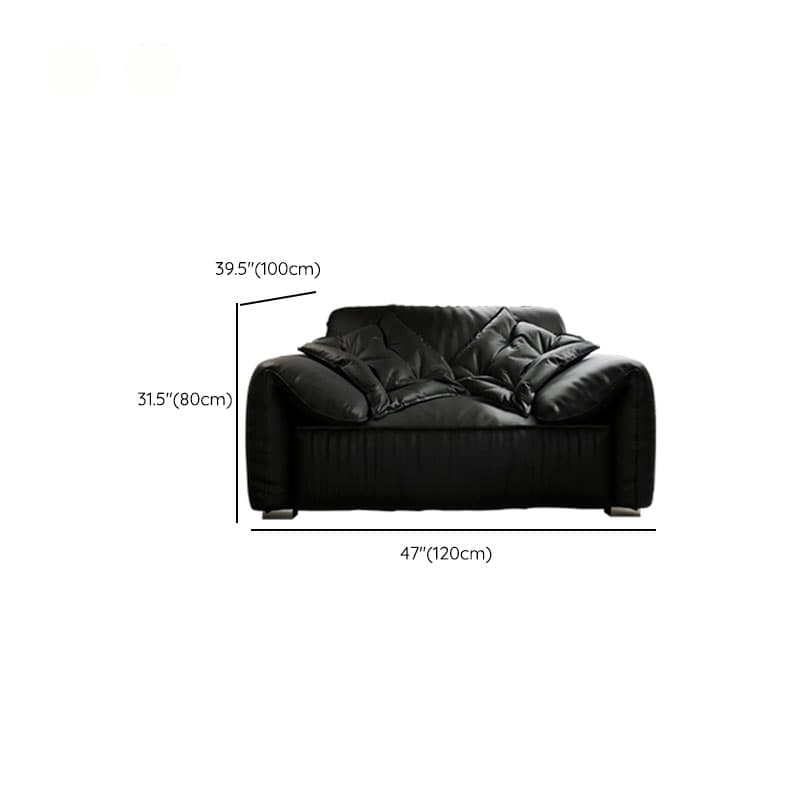 Modish Solid Color Tear Resistant Standard Sofa in Midnight Black, Seats 5/4 Person/for 3 with 2 Pillows - image 12