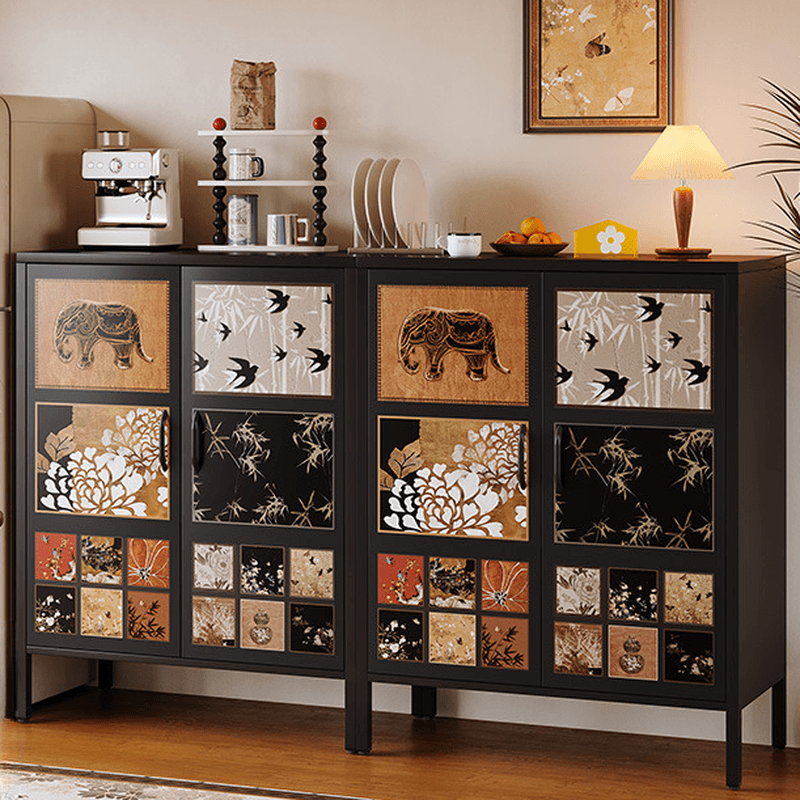 Rectangular Damp-proof Scratch-immune Accent Cabinet with Steel Countertop, Adjustable Shelf, Grip Bars, and Midnight Black Top - image 4