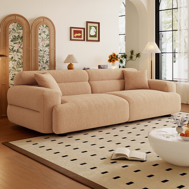 Contemporary Solid Color Tear Resistant Standard Sofa in Gray/Light Brown/Citrus Color for 4/5/3 with 2 Pillows - image 4