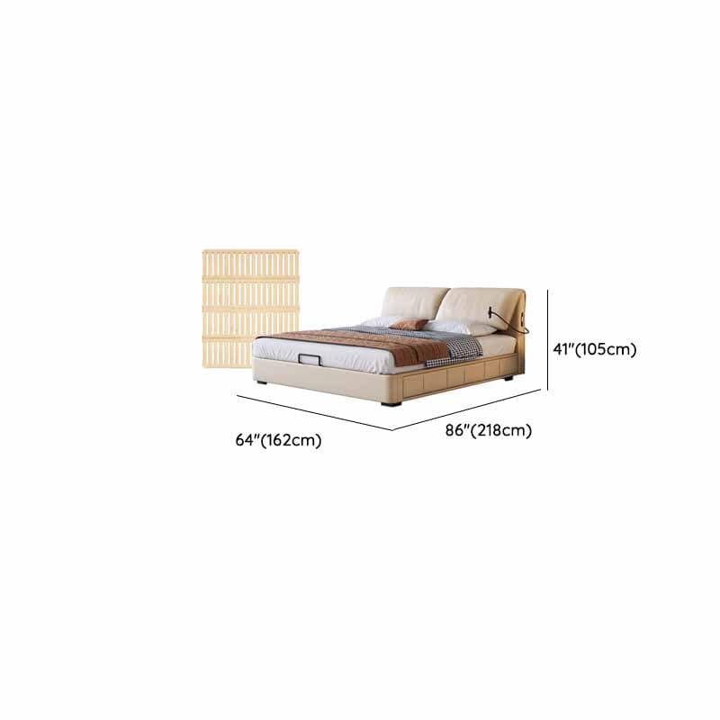 Beige Solid Color Storage Bed with 3 Storage Boxes, Sponge Upholstery, and Illumination Light - image 14