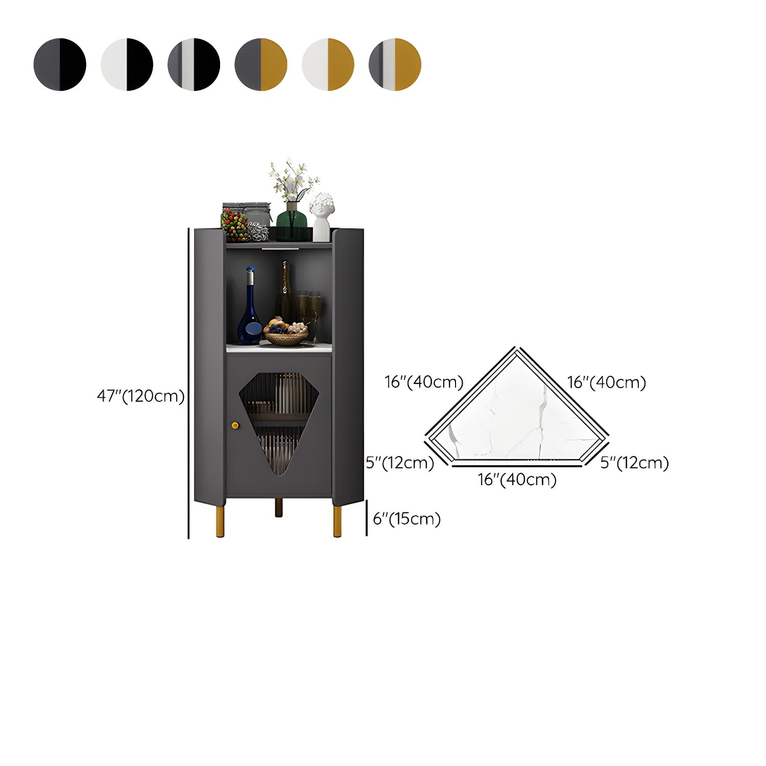 Glam Corner Accent Cabinet with Glass Doors and Wood Countertop in Small (Under 24 in.) Length - image 15