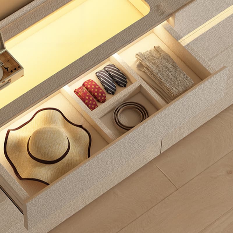 Simplistic Hardwood Double Dresser with 8 Horizontal Drawers and LED Lights - image 7