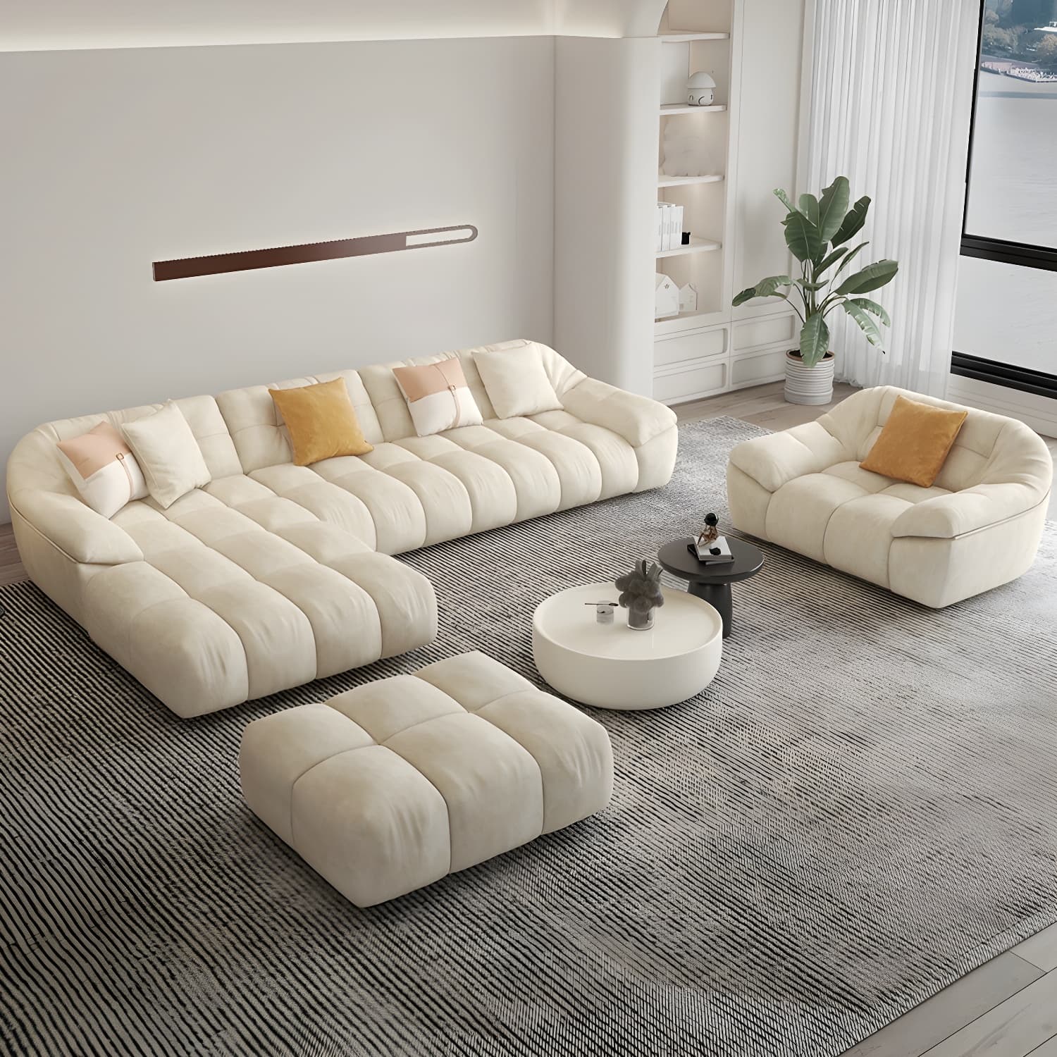 Comfortable Polyester Blend Showcase Sectional Sofa for Contemporary Home Decor