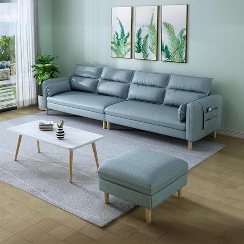 Modern Square Arm Storage Sofas with Loose Back and Ottoman for Living Room