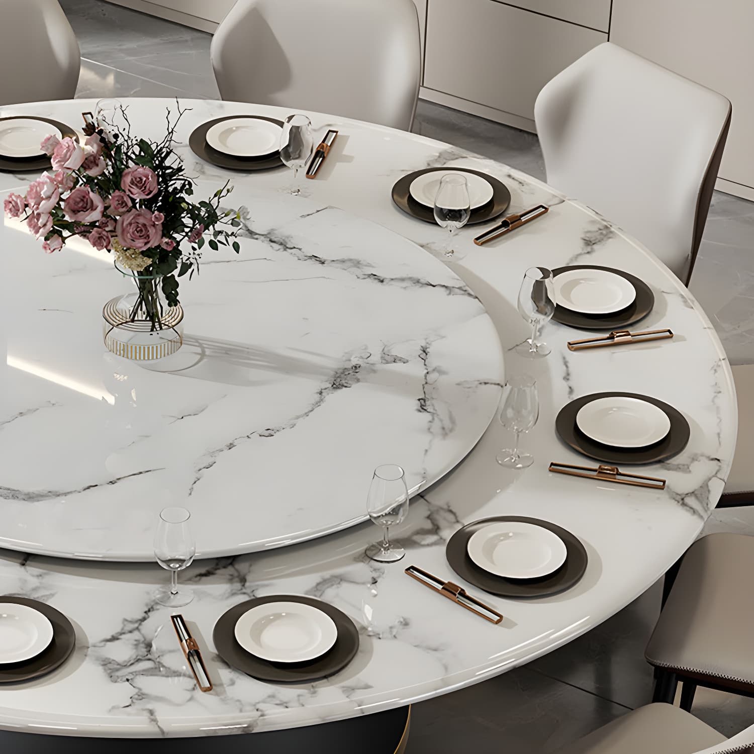 Modern 1/6/7/13 Pieces Furniture Round Stone Dining Set in White - image 6