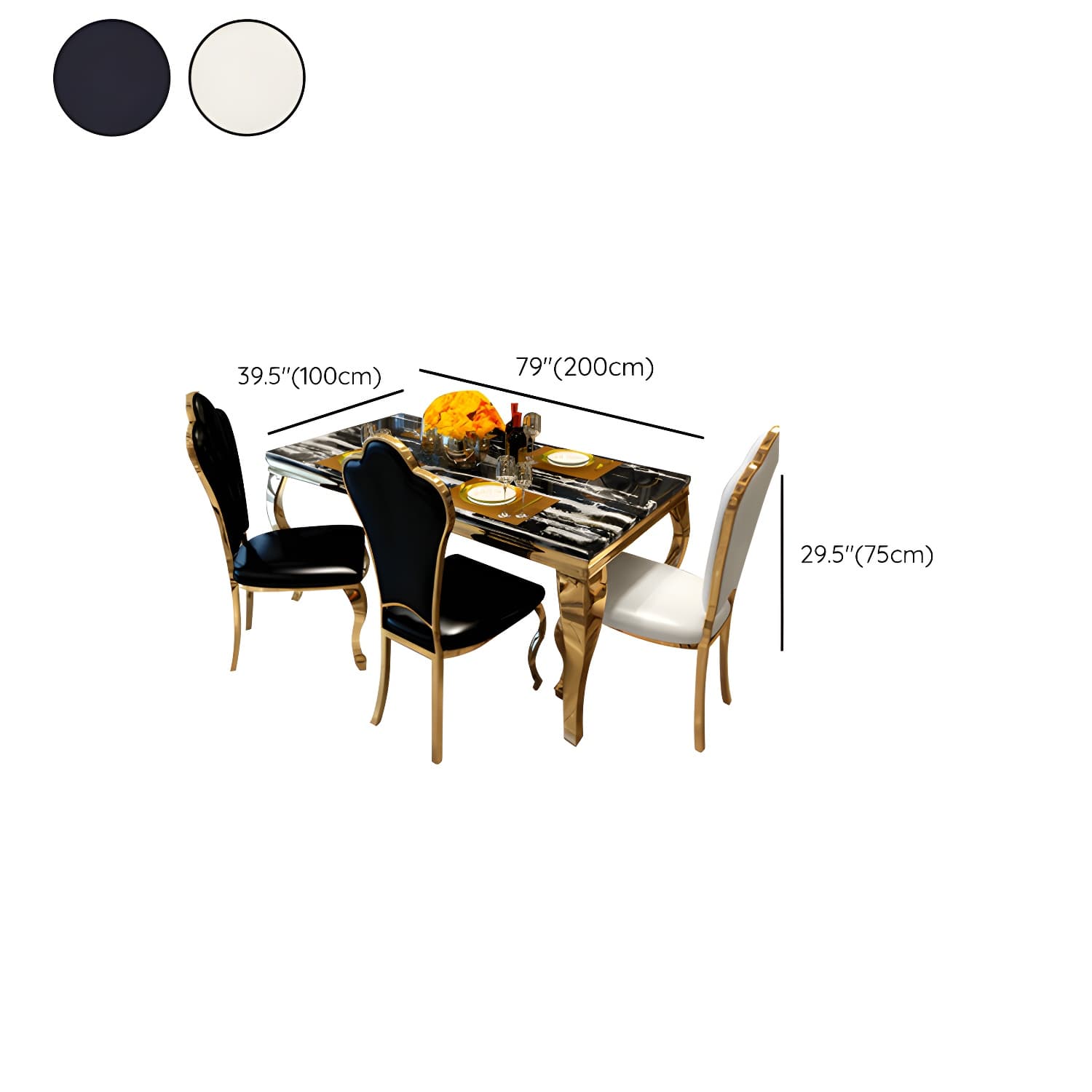 Luxury Gold Base Dining Table Faux Marble Home Kitchen Table - image 11