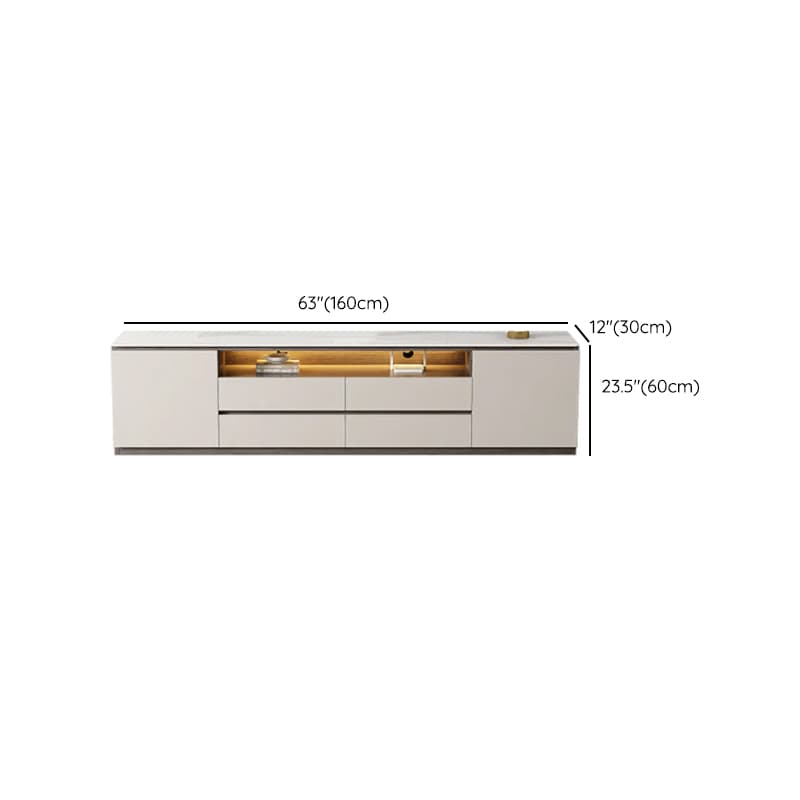 Beige Stone TV Stand with 4-Drawer, 2 Cabinets/4-Cabinet, Cable Management, Visible Storage and Light - image 12