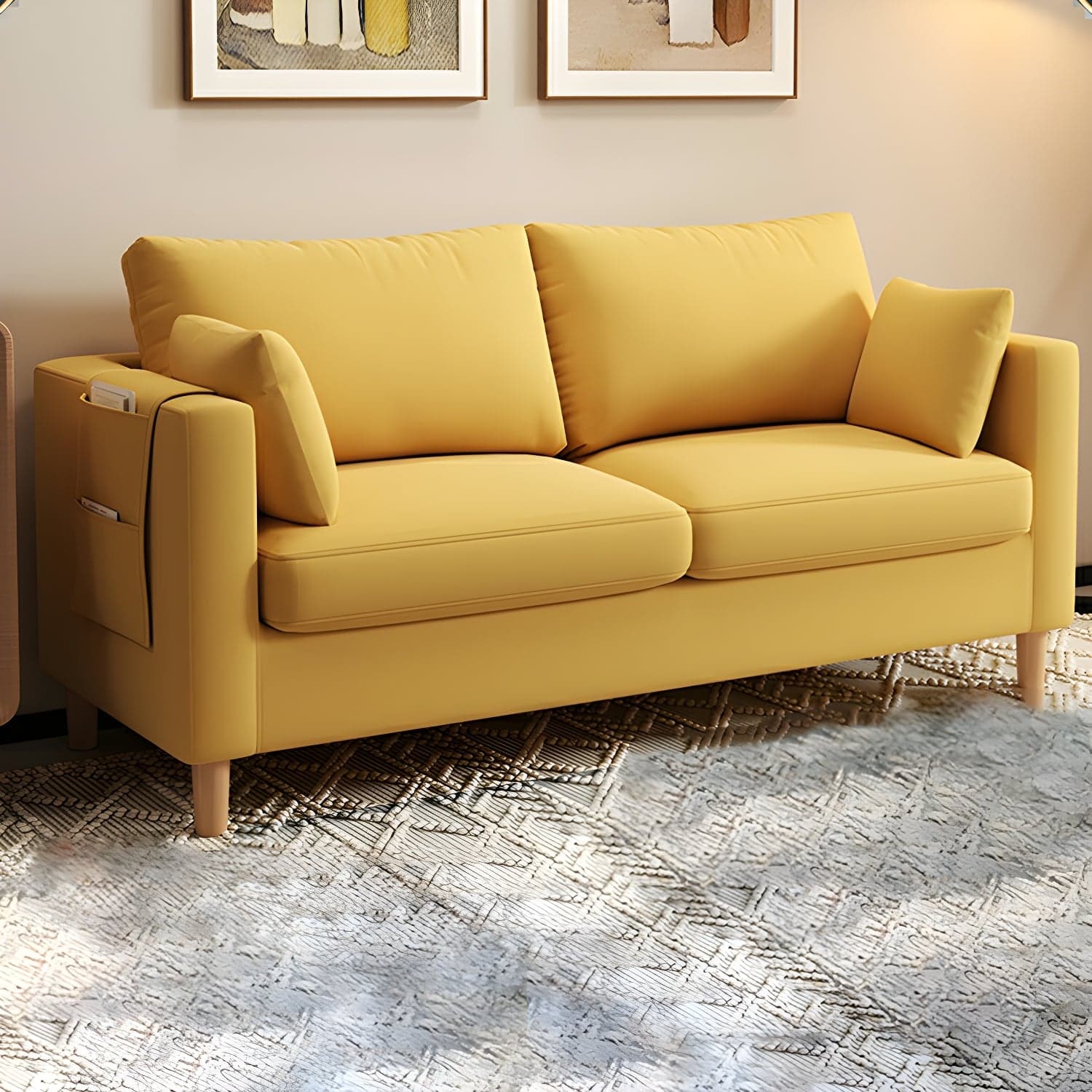 Contemporary Square Arm Loveseat with Machine Washable Cover and Pillows - image 15