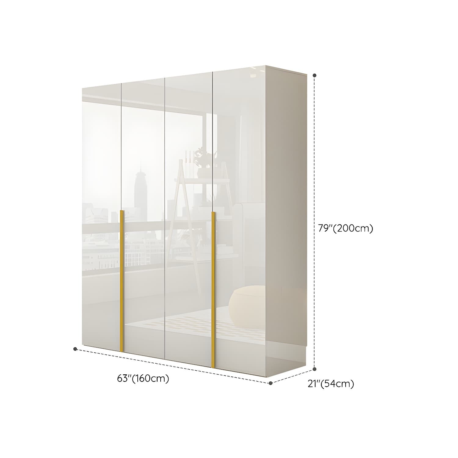 White Modern Style Wardrobe Cabinet Engineered Wood with Garment Rod - image 15