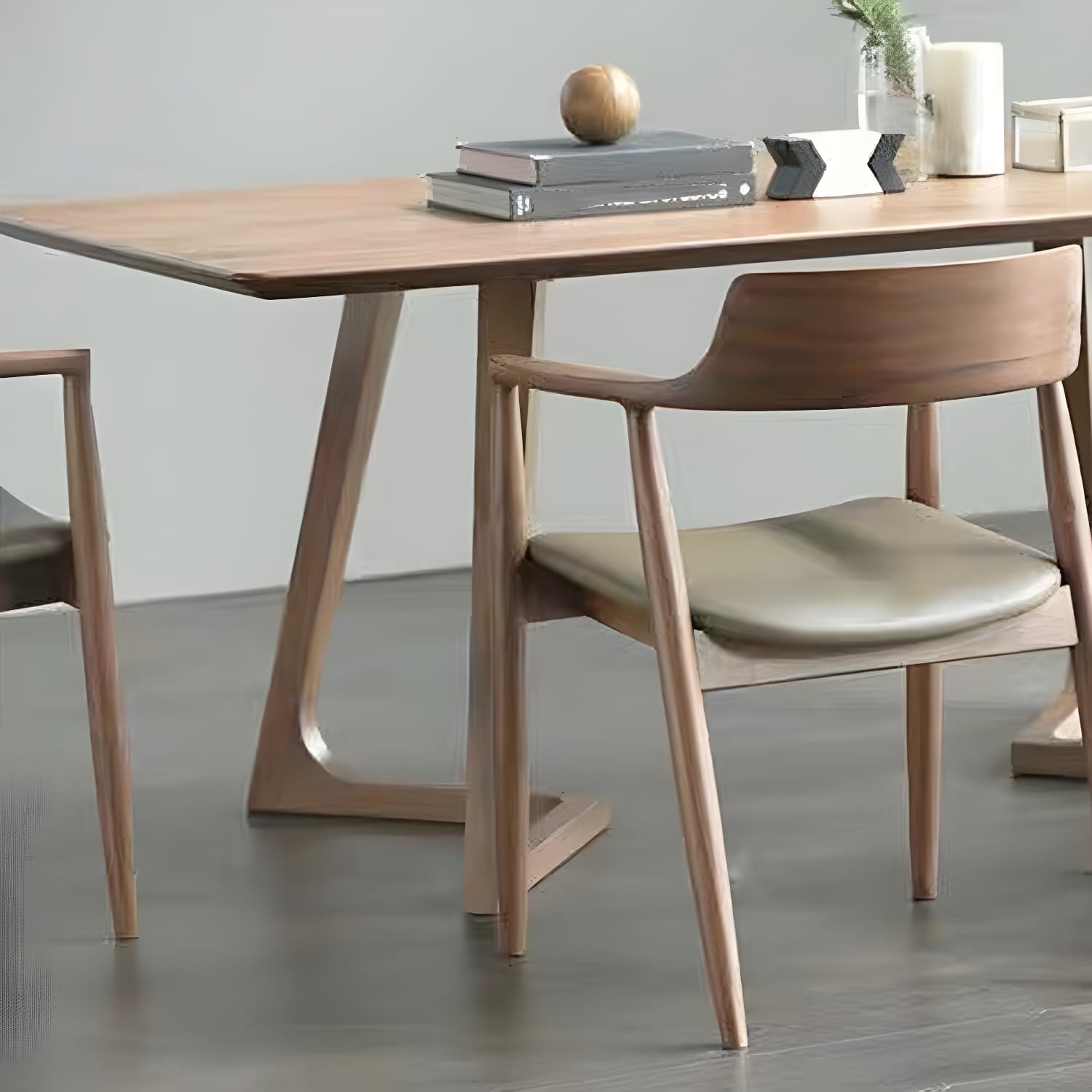 Rectangular Wood Scandinavian Dining Table with Double Pedestal Base - image 7