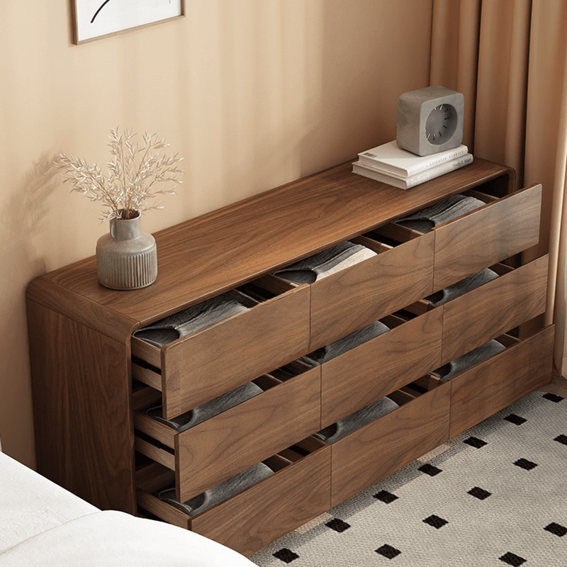 Trendy Sepia Bleached Wood Horizontal/Vertical Console Dresser/Semainier with 9 Drawers/5 Drawers/6 Drawers