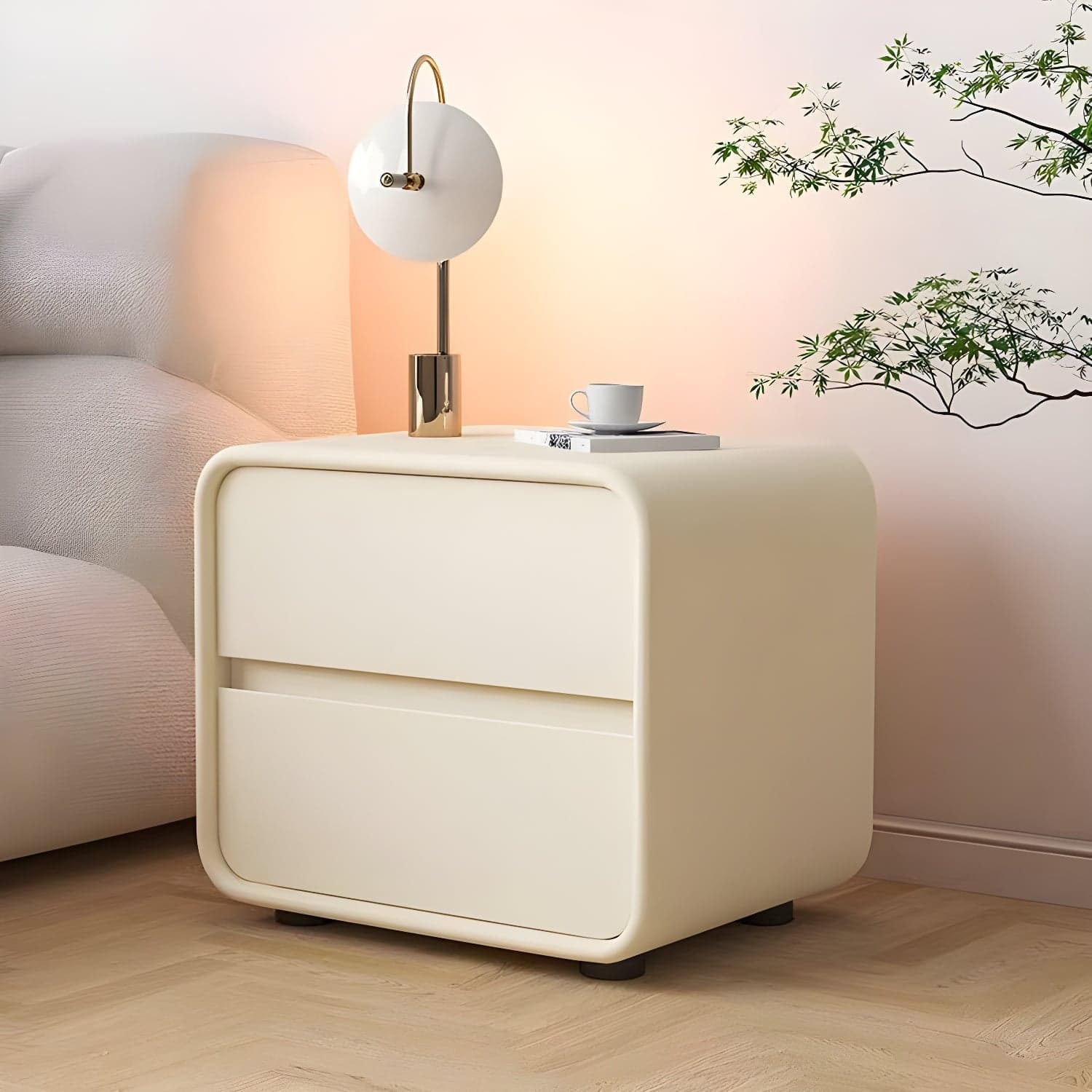 Contemporary Accent Table Nightstand Drawer Storage with 2 Drawers - image 4