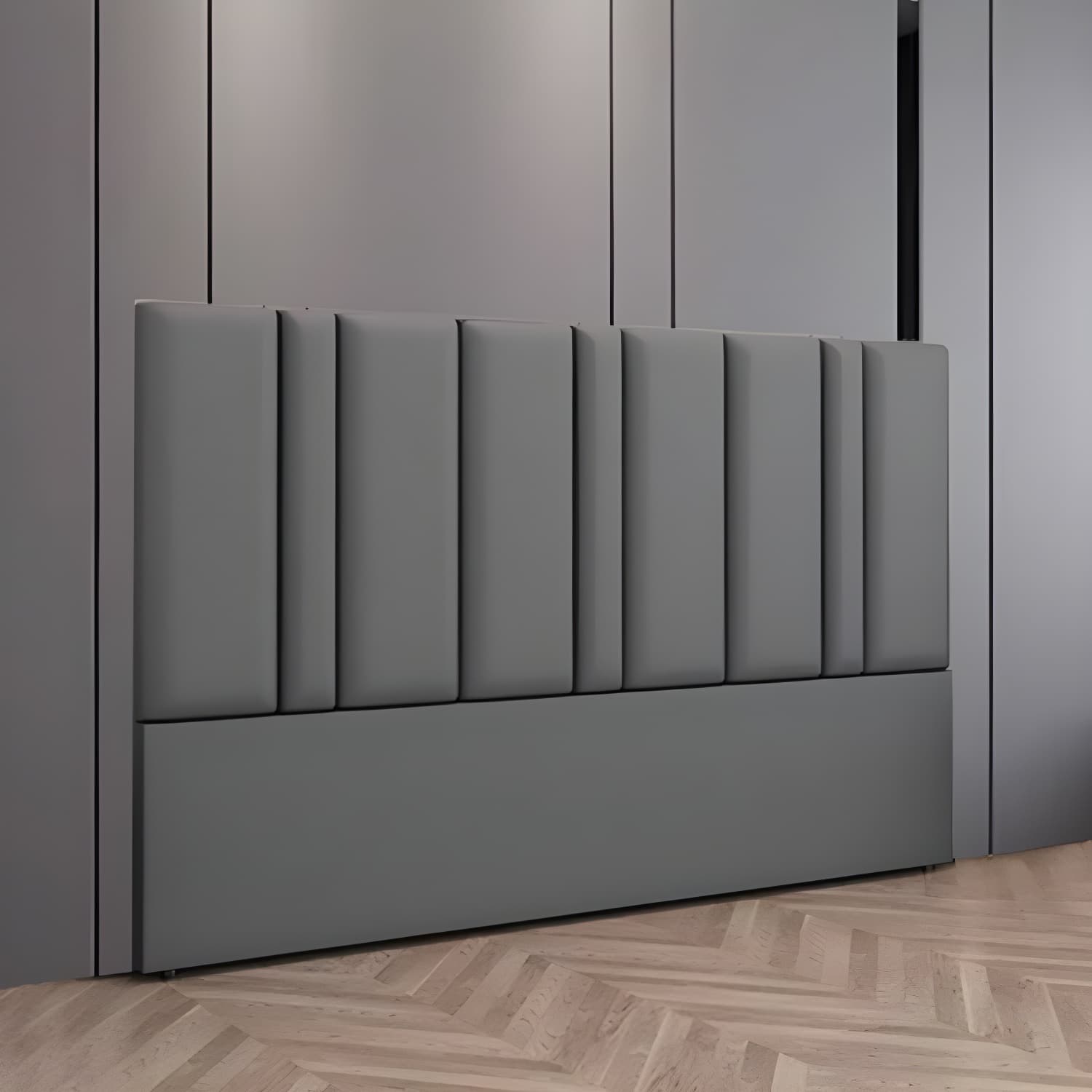 Stylish Upholstered Panel Headboard with Wood Legs and Modern Rectangular Design