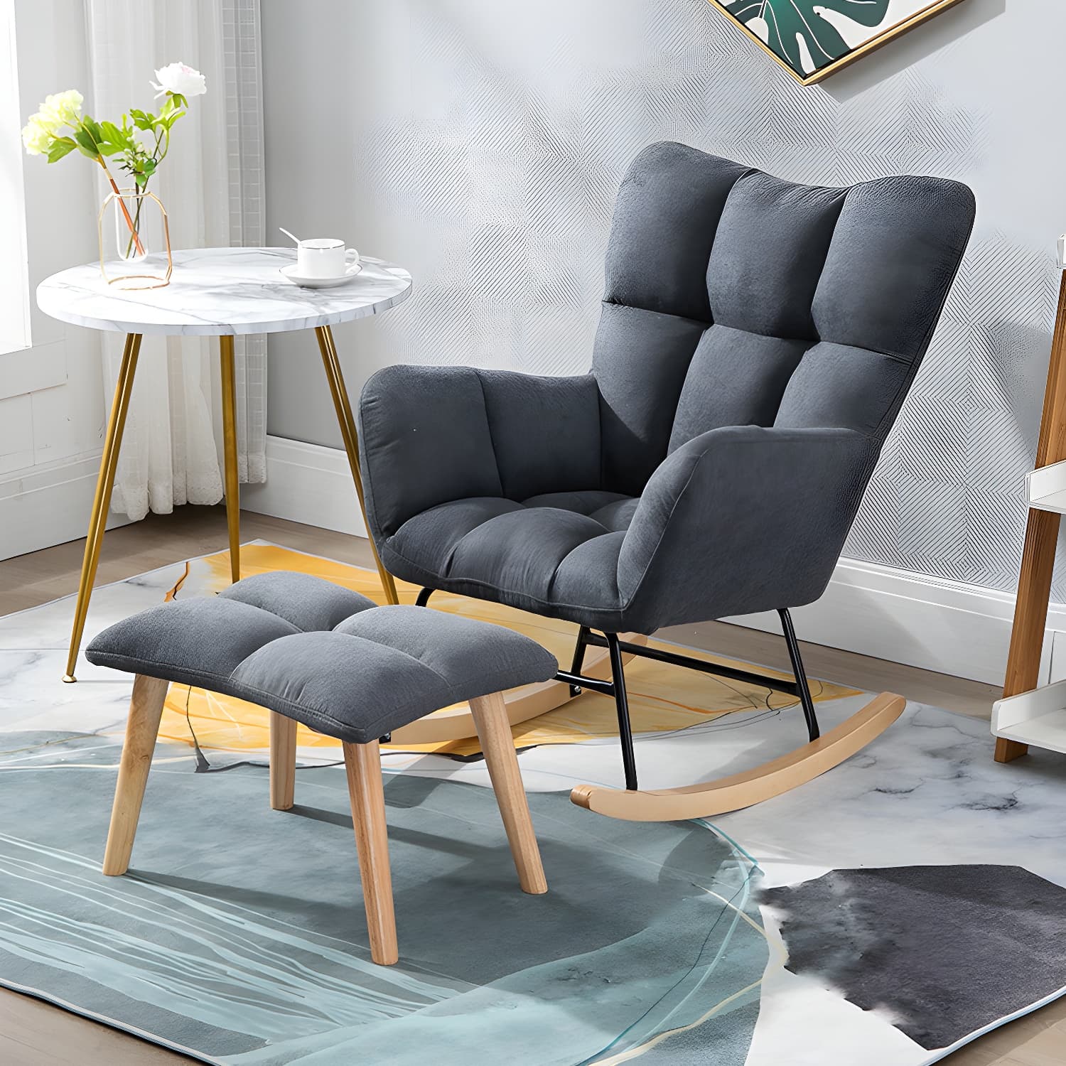 Simple Nordic Style Rocking Chair Balcony Lounge Recliner Sofa Rocking Chair