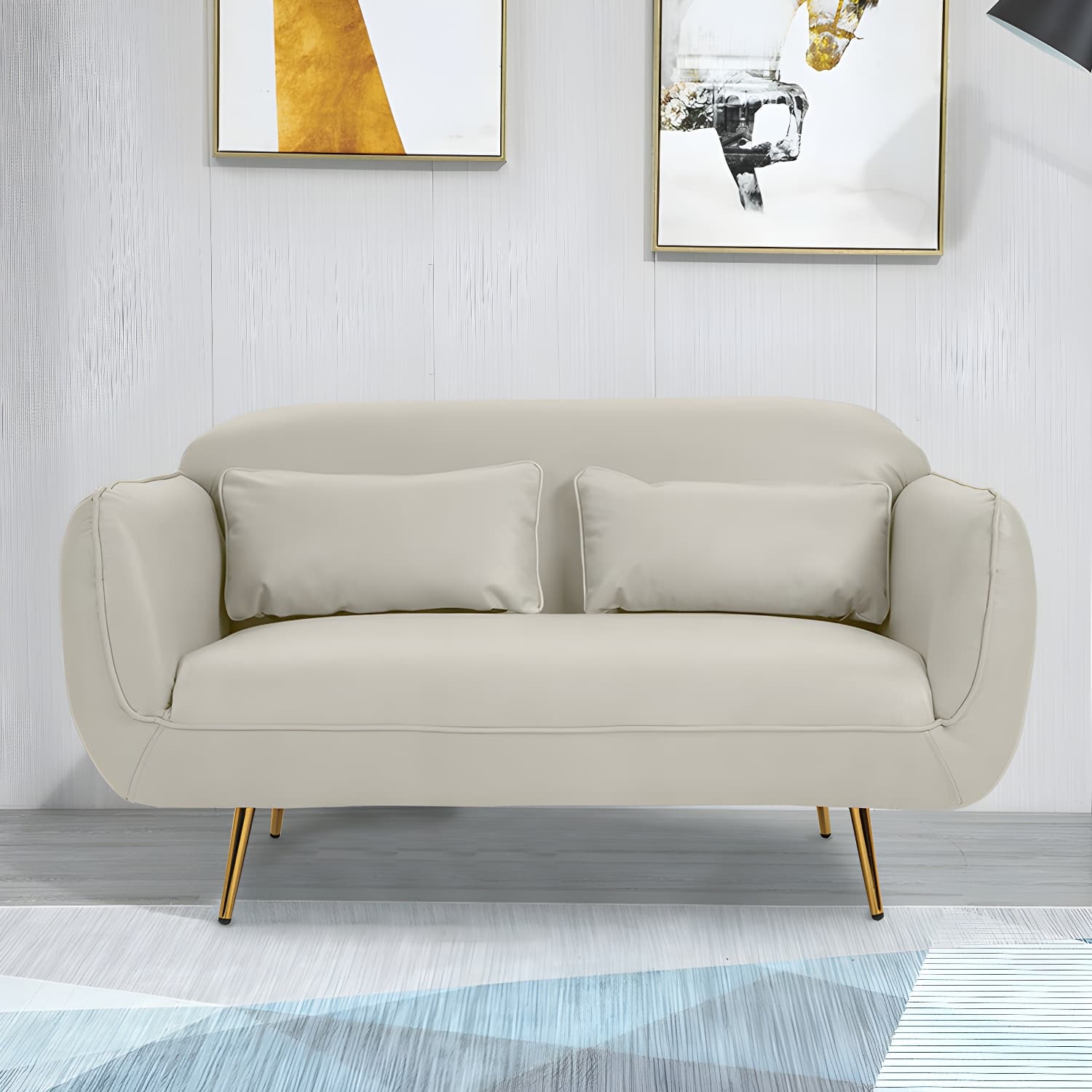 Glam Tight Back Loveseat with Flared Arm and Extra Pillows for Home and Apartment - image 15