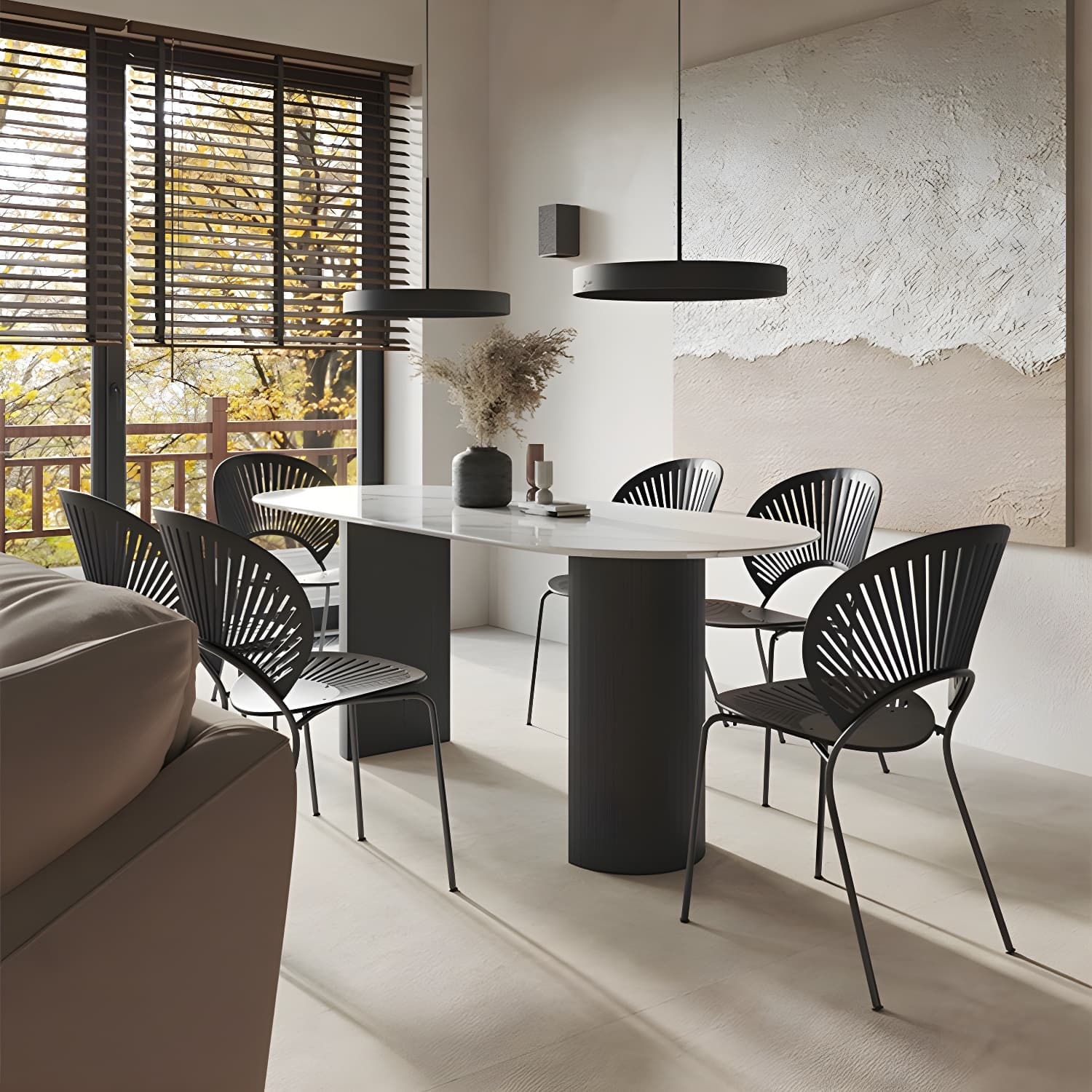 Modern Oval Dining Table Matte Finish Double Pedestal Table for Home - image 4