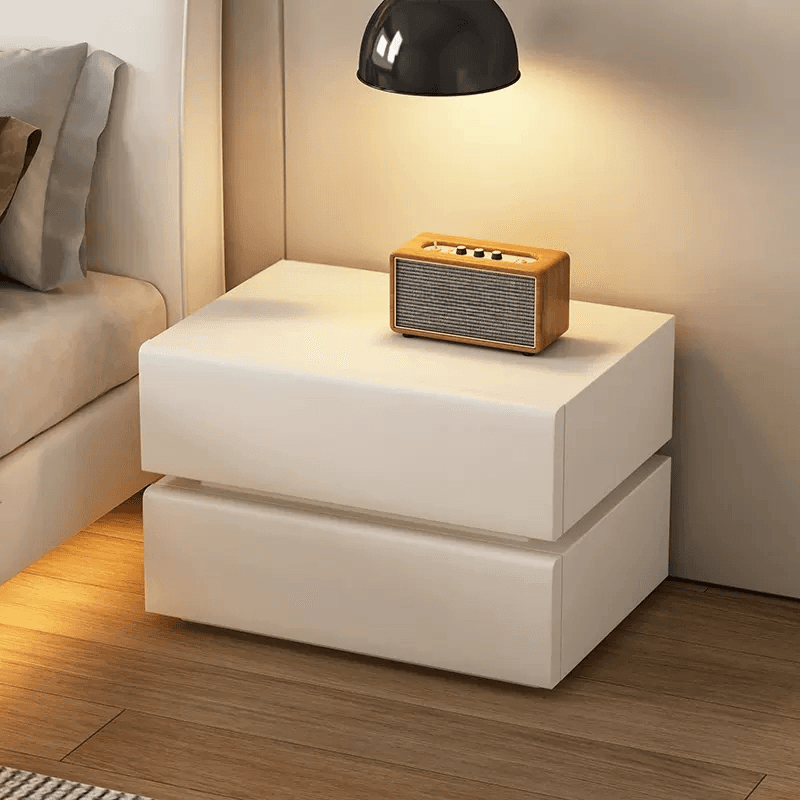 Minimalist 2-Tier Synthetic Leather Countertop Drawer Storage Nightstand - image 7