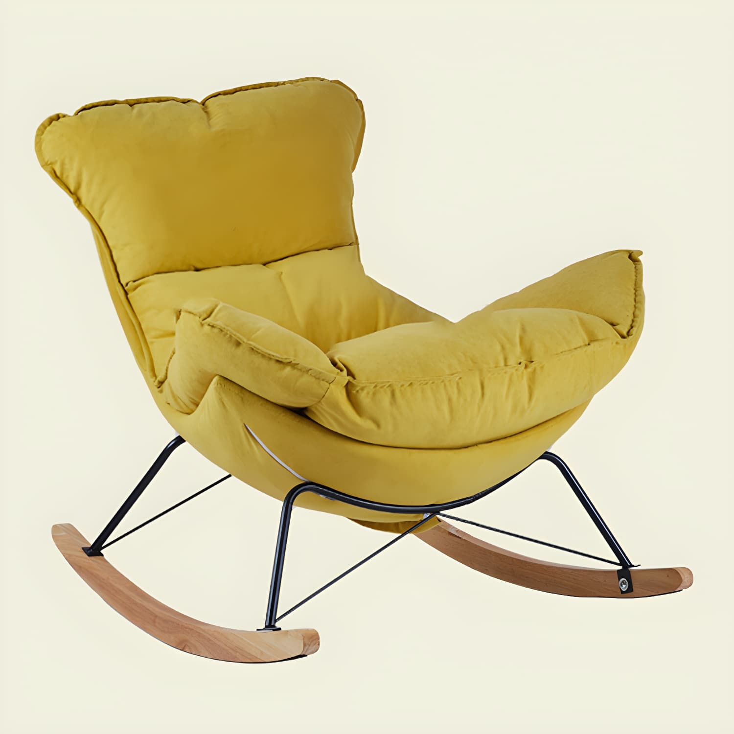 Contemporary Rocking Chair Fabric Upholstered Tufted Wing Chair Back Baby Rocking Chair - image 11