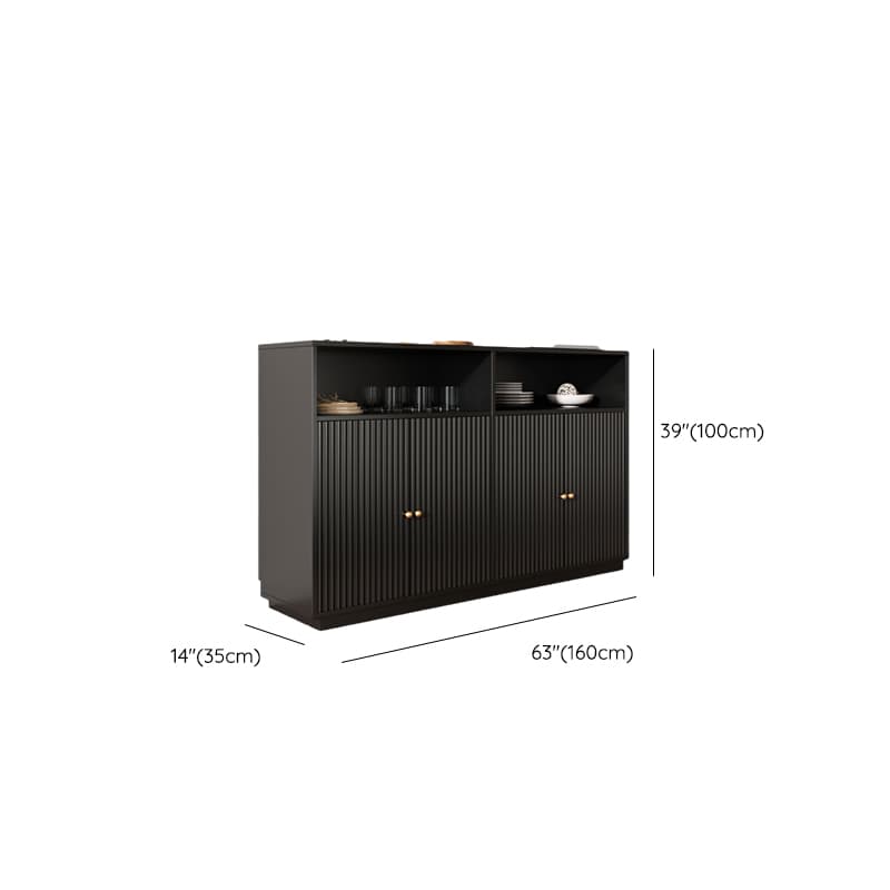 Standard/Narrow Midnight Black Lumber Cupboard 2 Shelves Pantry Hutch Glass-panel Door Sideboard - image 17