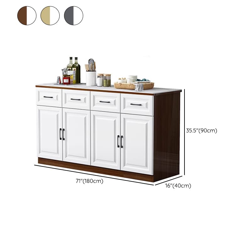 Natural Finish/Light Wood/Ashen Wood Floor Sideboard with Countertop and Kitchen Appliance Storage - image 18
