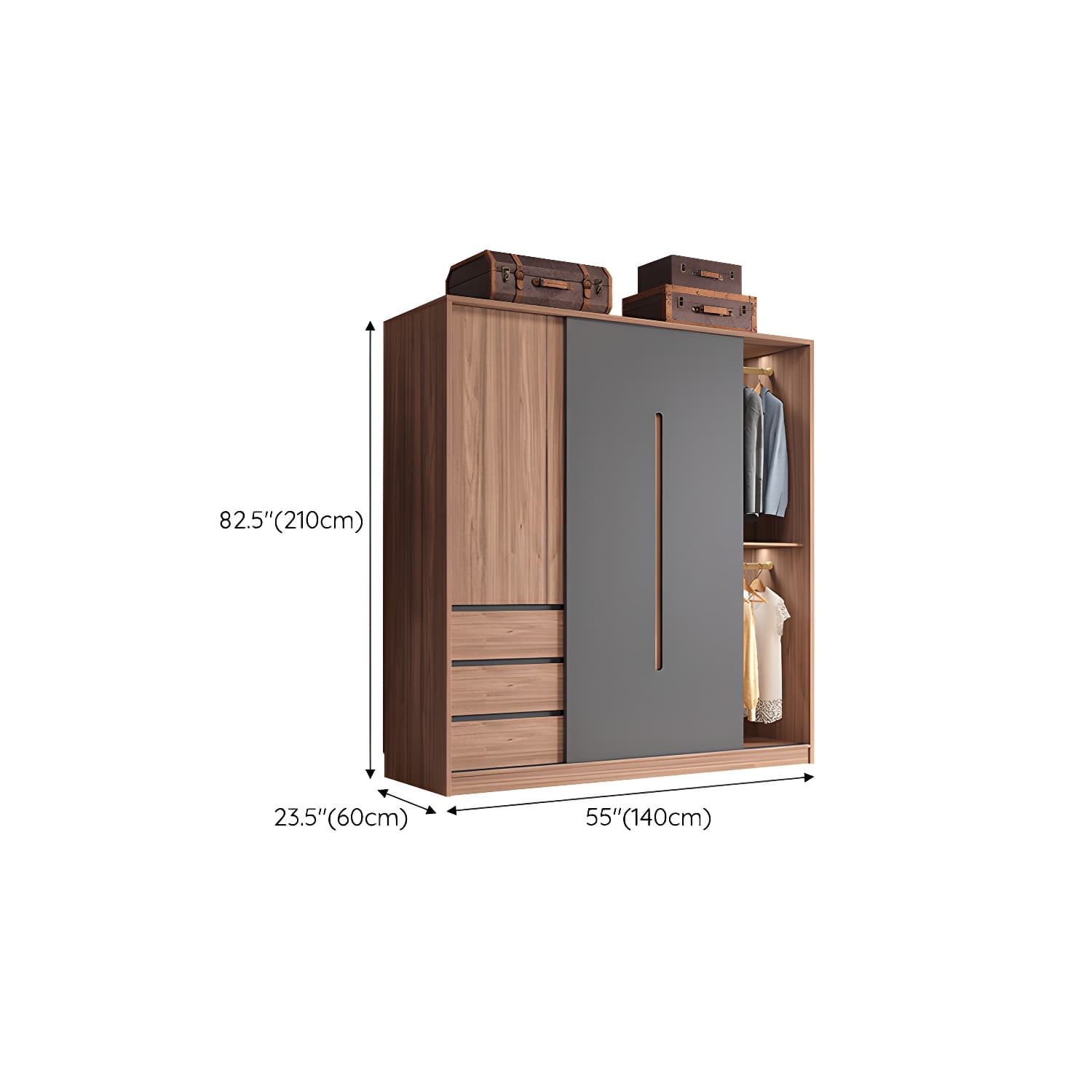 Contemporary Sliding Door Storage Cabinet Bedroom Cabinet with Drawers - image 14