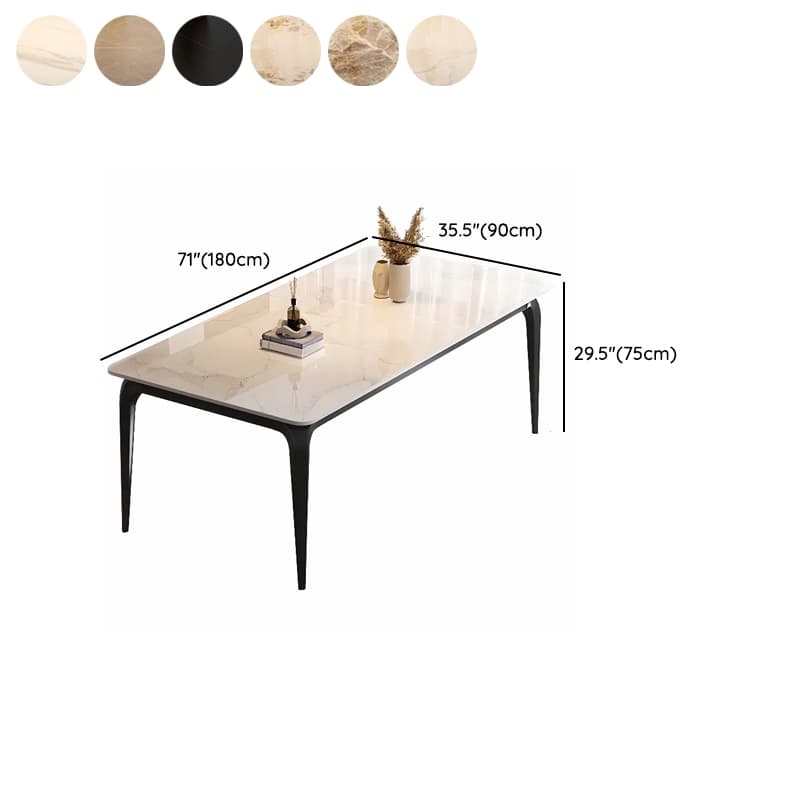 Trendy White/Charcoal/Light Gray Rectangle Scratch Resistant Sintered Stone Top Dining Table for 4/8 People/Seats 6, Standard Table Height - image 22